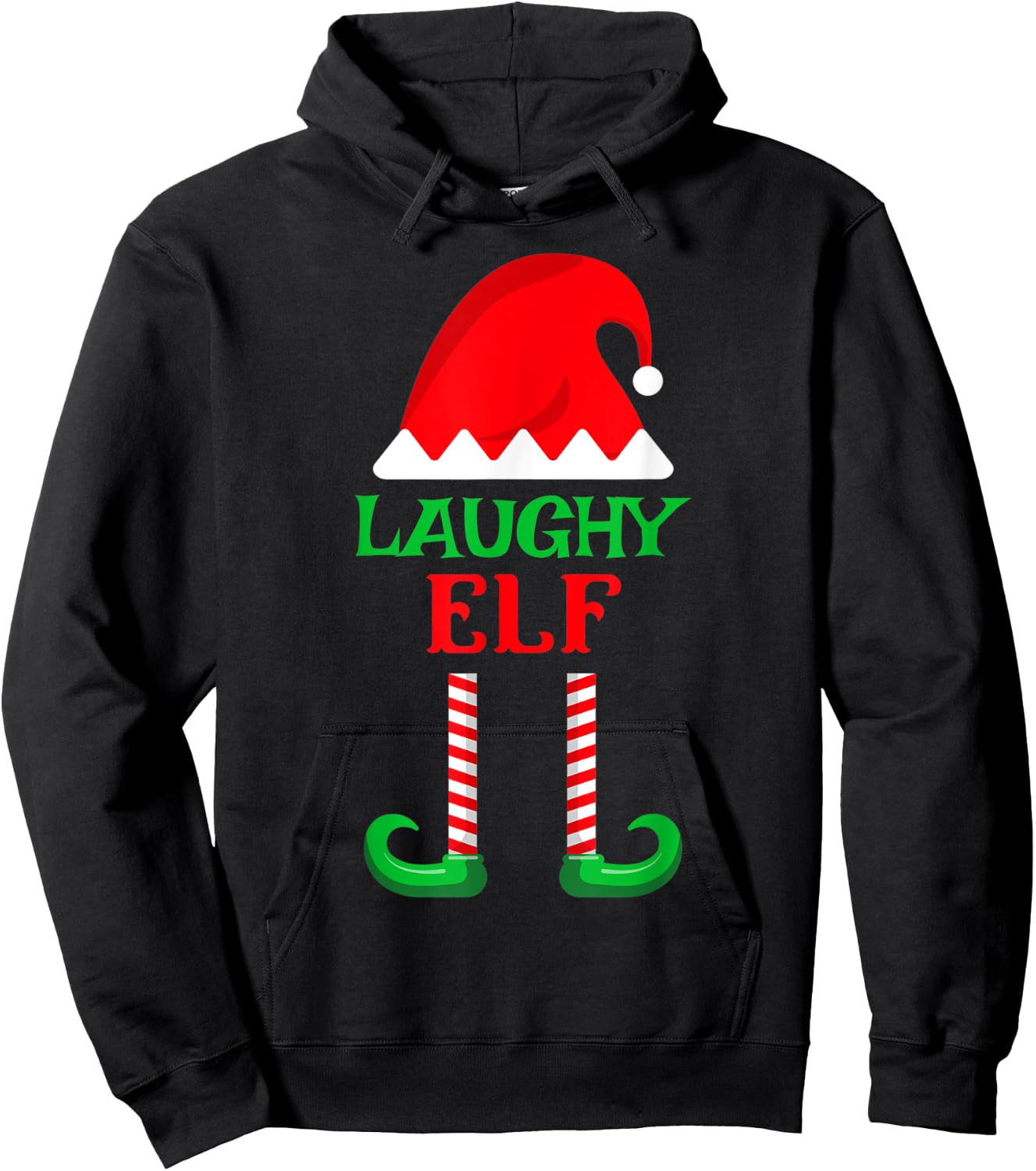 Laughy Elf | Christmas Holiday North Pole Santa's Helper Hoodie - Hoodie | Black