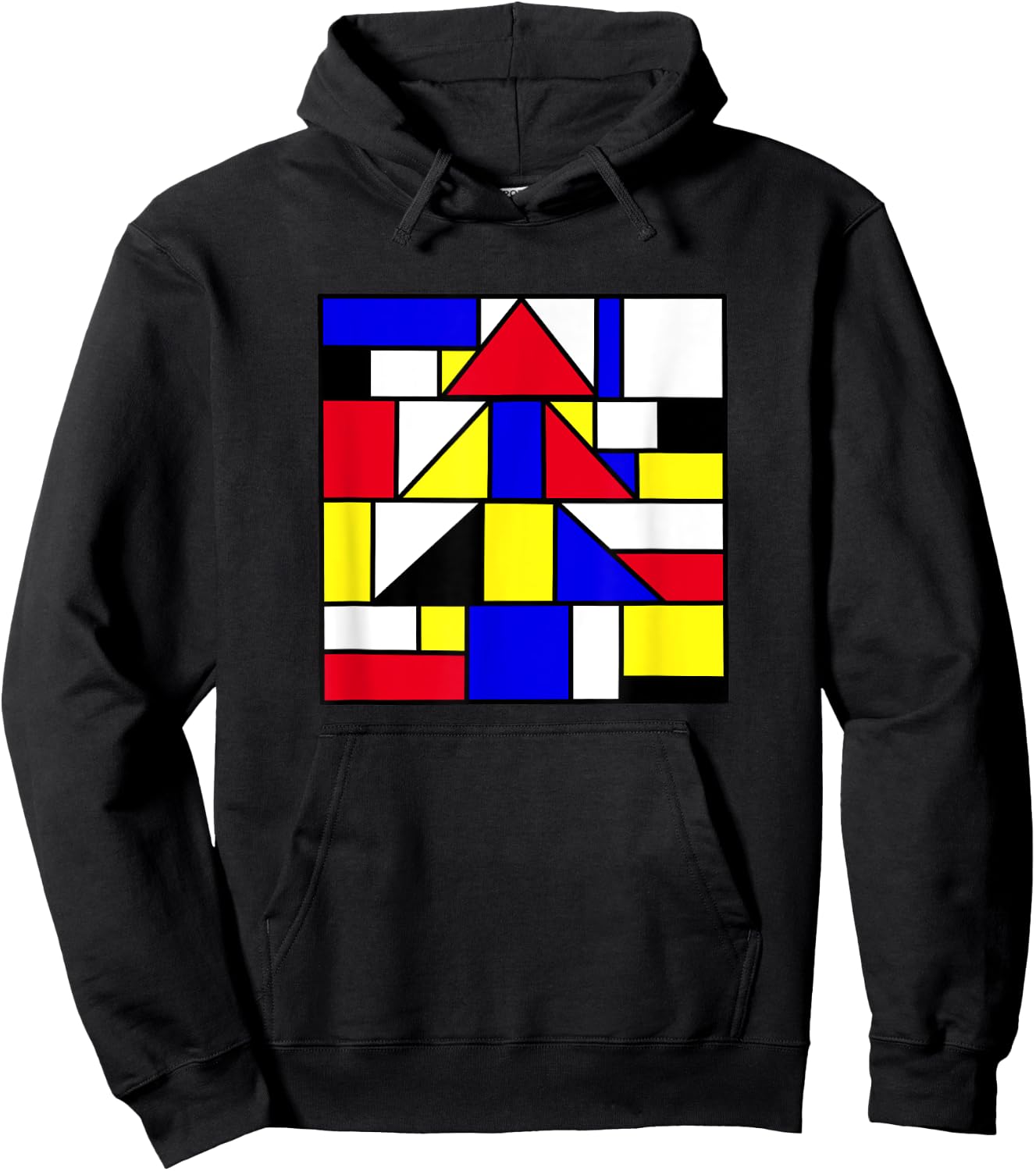 Mondrian inspired abstract primary colors geometric Hoodie - Hoodie | Black
