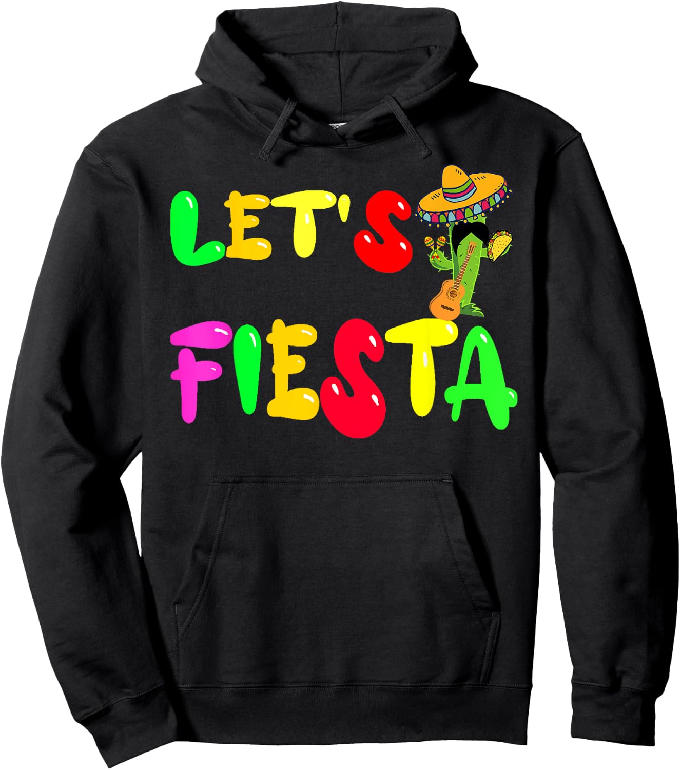 Cinco De Mayo,Mexican Party Cactus Mustaches Decor,Sombrero Hoodie - Hoodie | Black