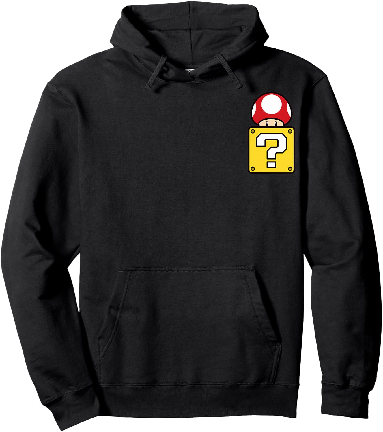 Super Mario Mystery Box Mushroom Left Chest Hoodie - Hoodie | Black