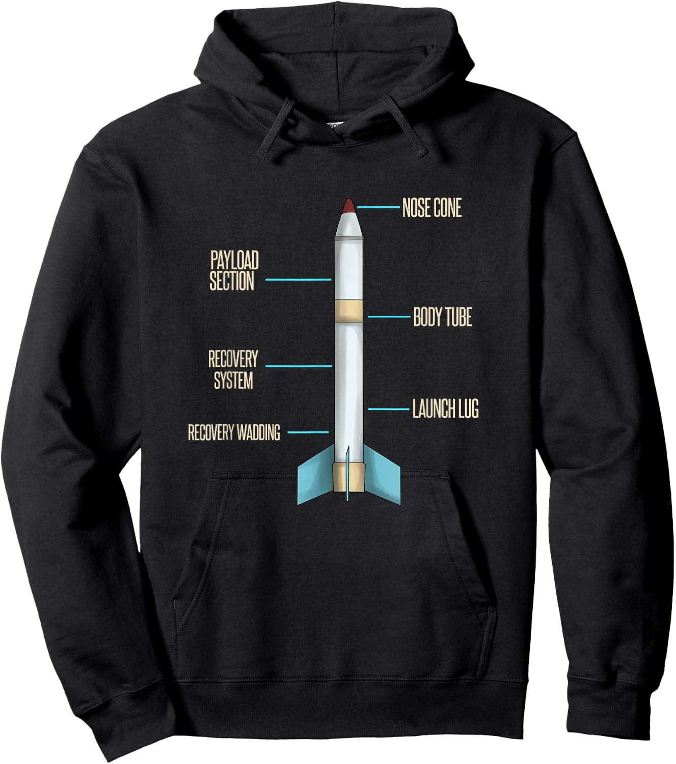 Aerospace Model Rocket Kit Drawing Design Hoodie - Hoodie | Black