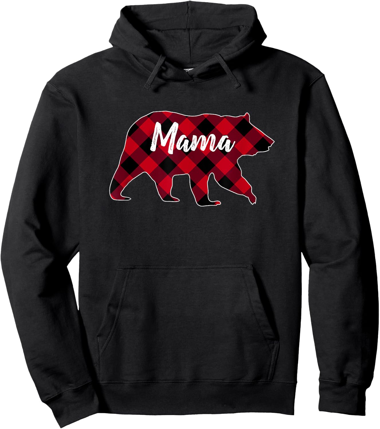 Mama Bear Red and Black Buffalo Plaid Hoodie - Hoodie | Black