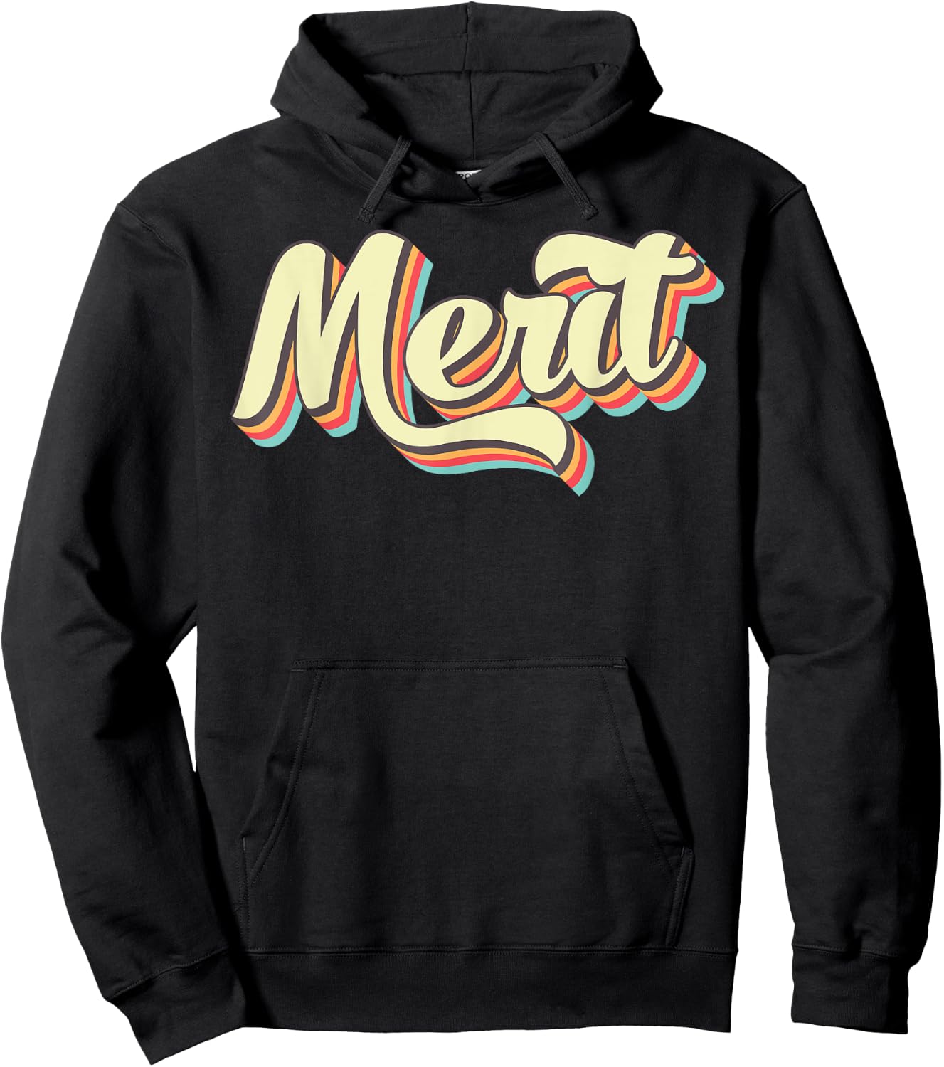 Merit Retro Art Baseball Font Vintage Hoodie - Hoodie | Black