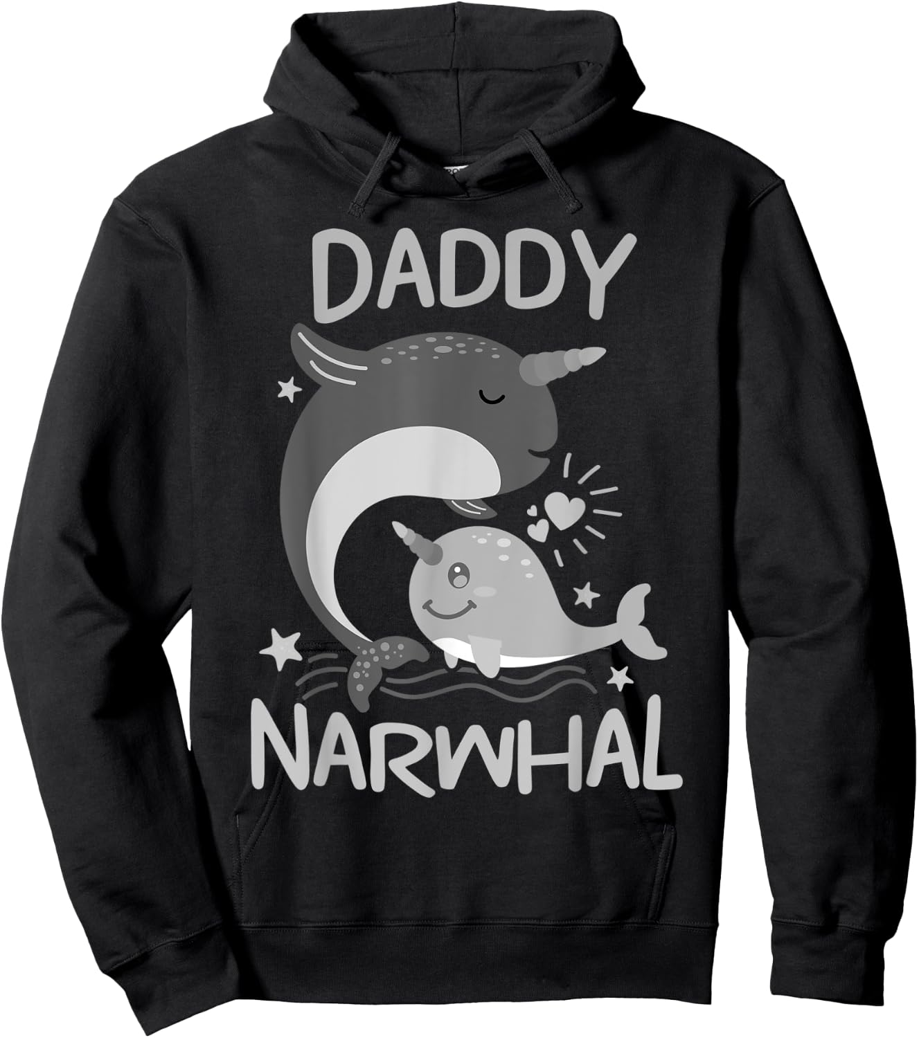 Cute Narwhal Daddy Funny Dad Whale Lover Ocean Gift Hoodie - Hoodie | Black