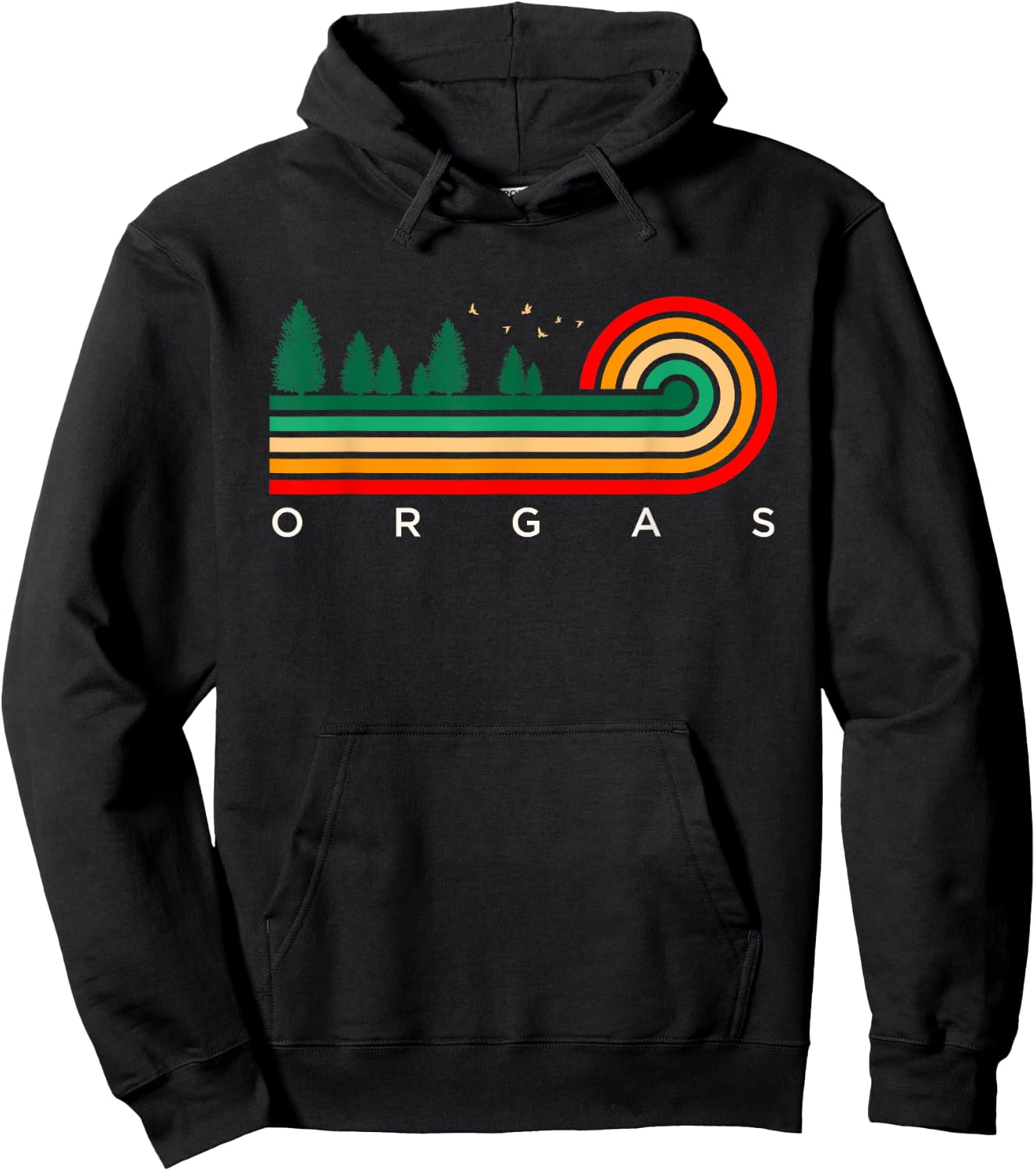 Evergreen Vintage Stripes Orgas, West Virginia Hoodie - Hoodie | Black
