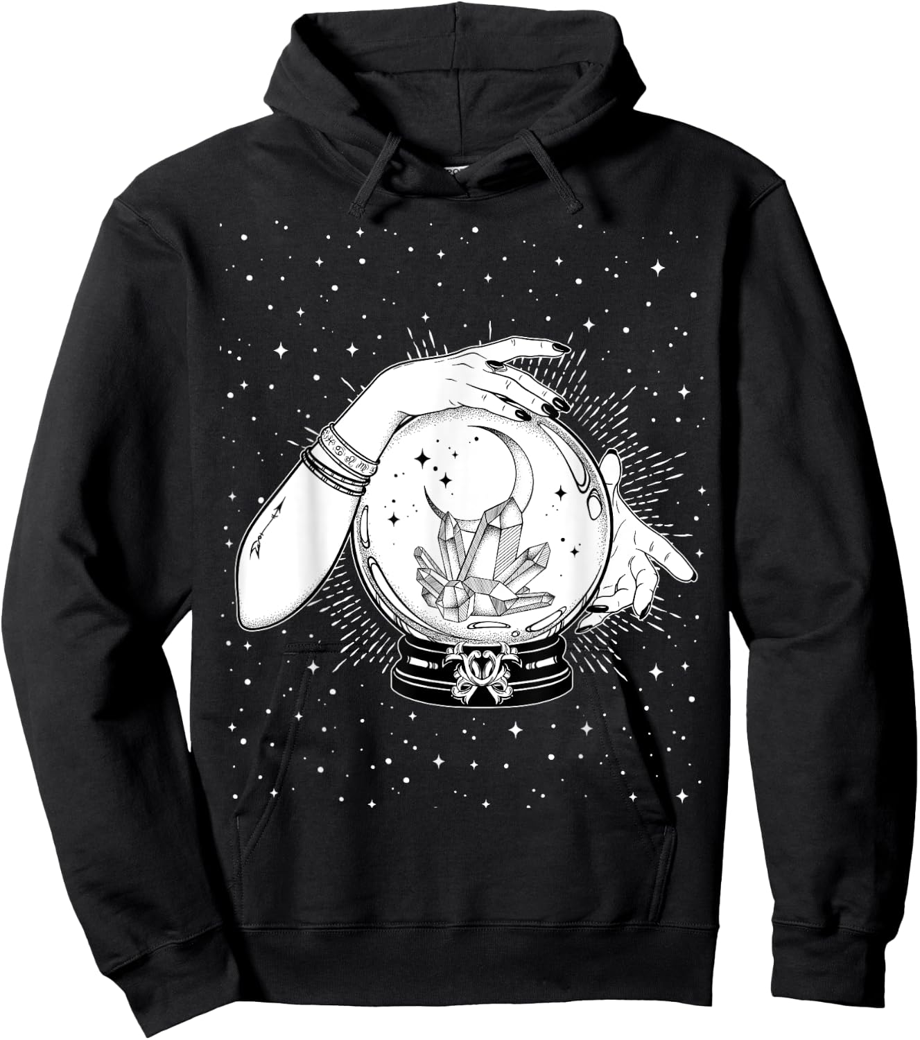 Vintage Witchy Mystic Fortune Teller Magical Crystal Ball Hoodie - Hoodie | Black