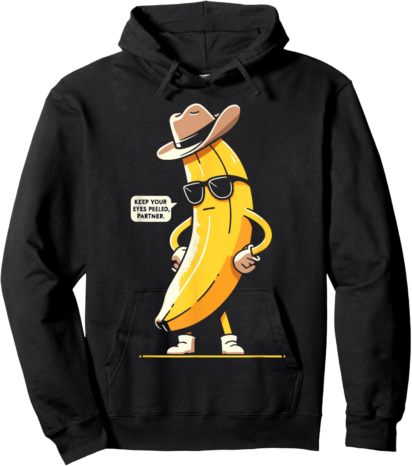 Banana Cowboy Cowgirl Country Western Novelty Funny Banana Hoodie - Hoodie | Black