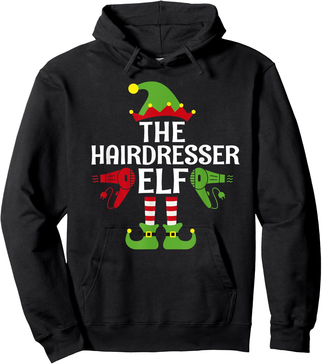 Hairdresser Elf Family Matching Group Christmas Hoodie - Hoodie | Black