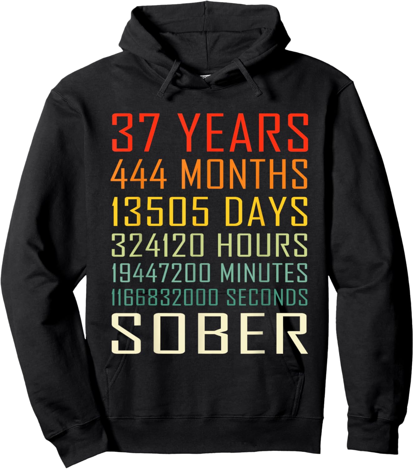 37 Year Sobriety Anniversary Vintage 37 Years Sober Hoodie - Hoodie | Black