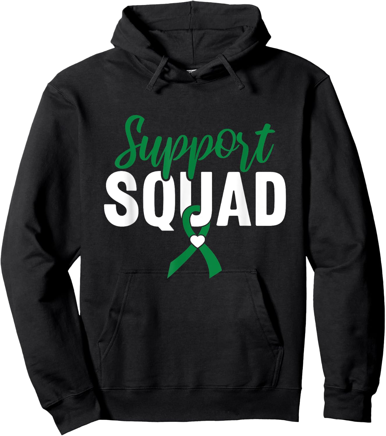 Support Squad Green Ribbon Liver Cancer Awareness Hoodie - Hoodie | Black