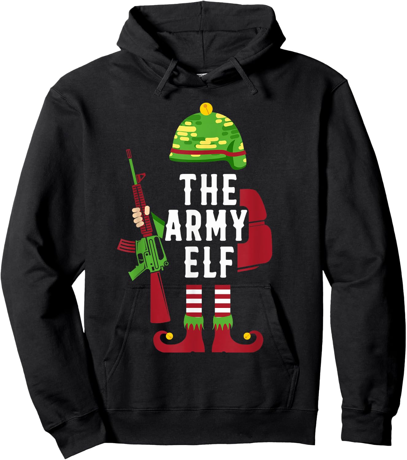 The Army Elf Funny Christmas Gifts for Soldiers Hoodie - Hoodie | Black
