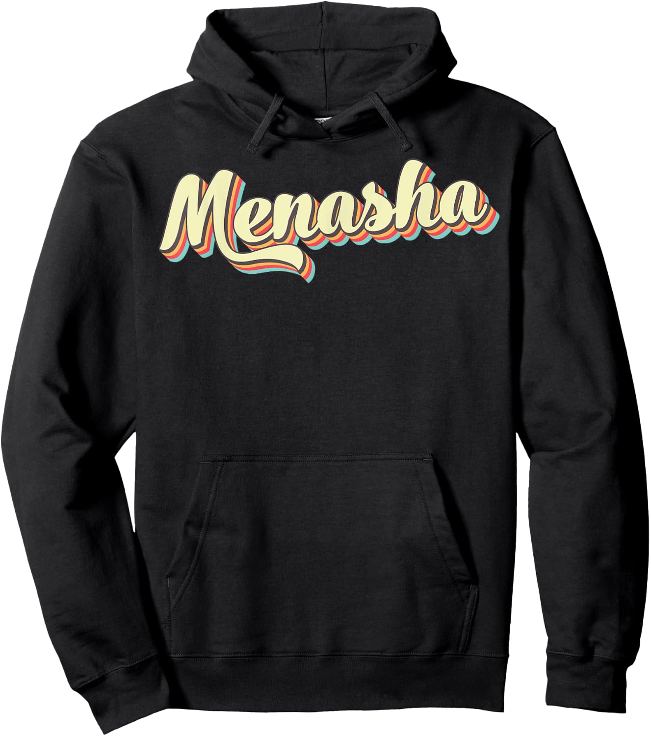 Menasha Retro Art Baseball Font Vintage Hoodie - Hoodie | Black