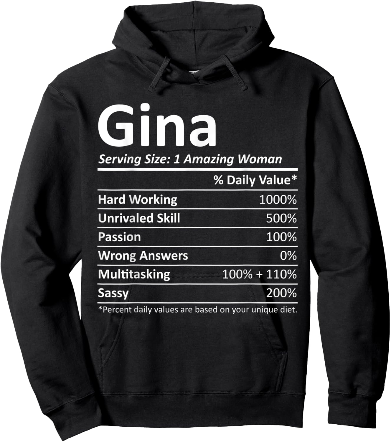GINA Nutrition Personalized Name Funny Christmas Gift Hoodie - Hoodie | Black