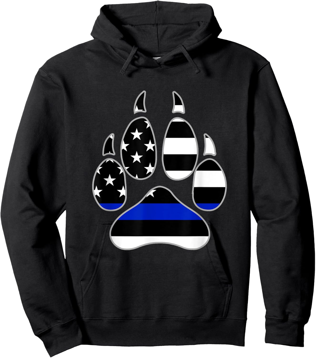 Dog Paw Print Police Flag Design Hoodie - Hoodie | Black