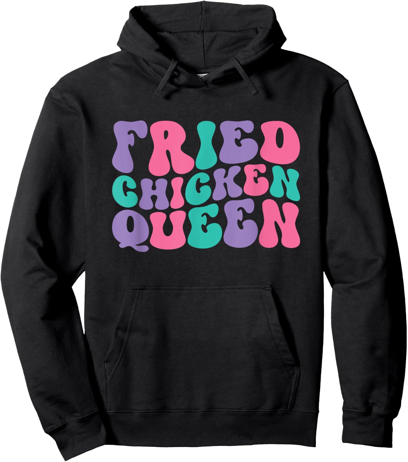 Fried Chicken Queen Retro Vintage Wavy Groovy Hoodie - Hoodie | Black