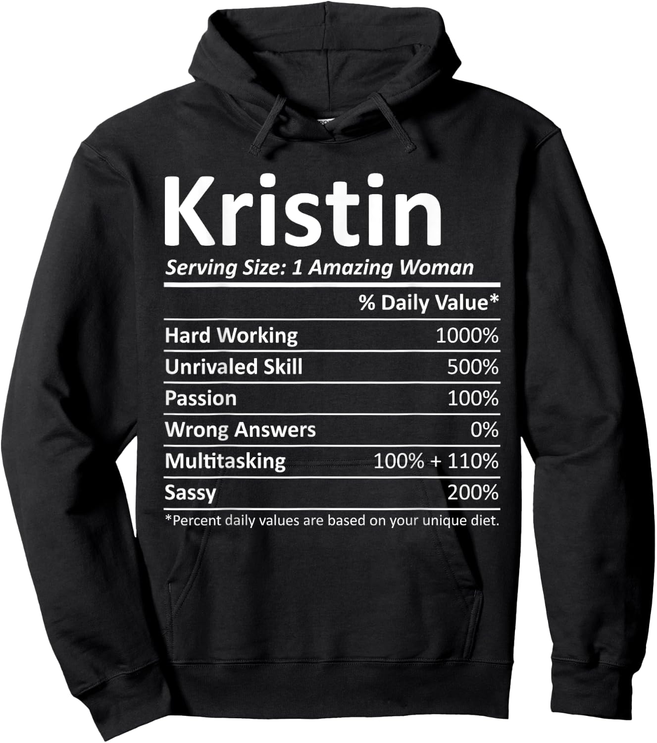 KRISTIN Nutrition Personalized Name Funny Christmas Gift Hoodie - Hoodie | Black
