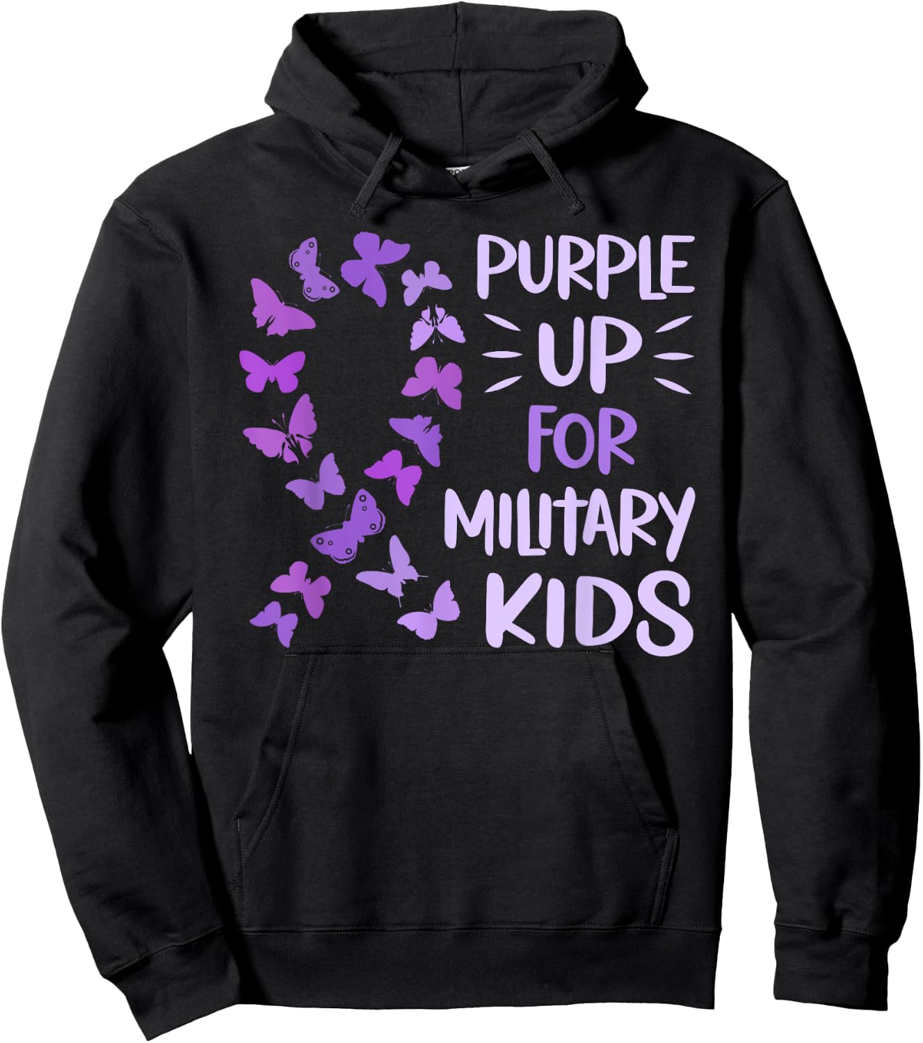 Purple Up Military Child Butterfly - Military Brats Month Hoodie - Hoodie | Black