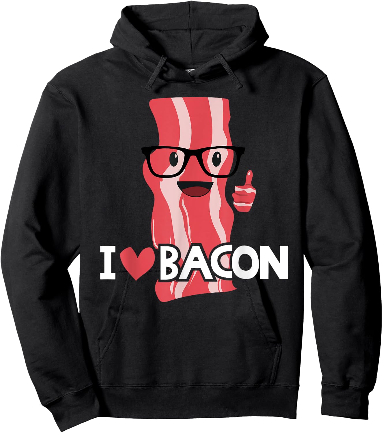 Funny Bacon Gift Kids Boys Girls Cool Geeky I Love Bacon Hoodie - Hoodie | Black