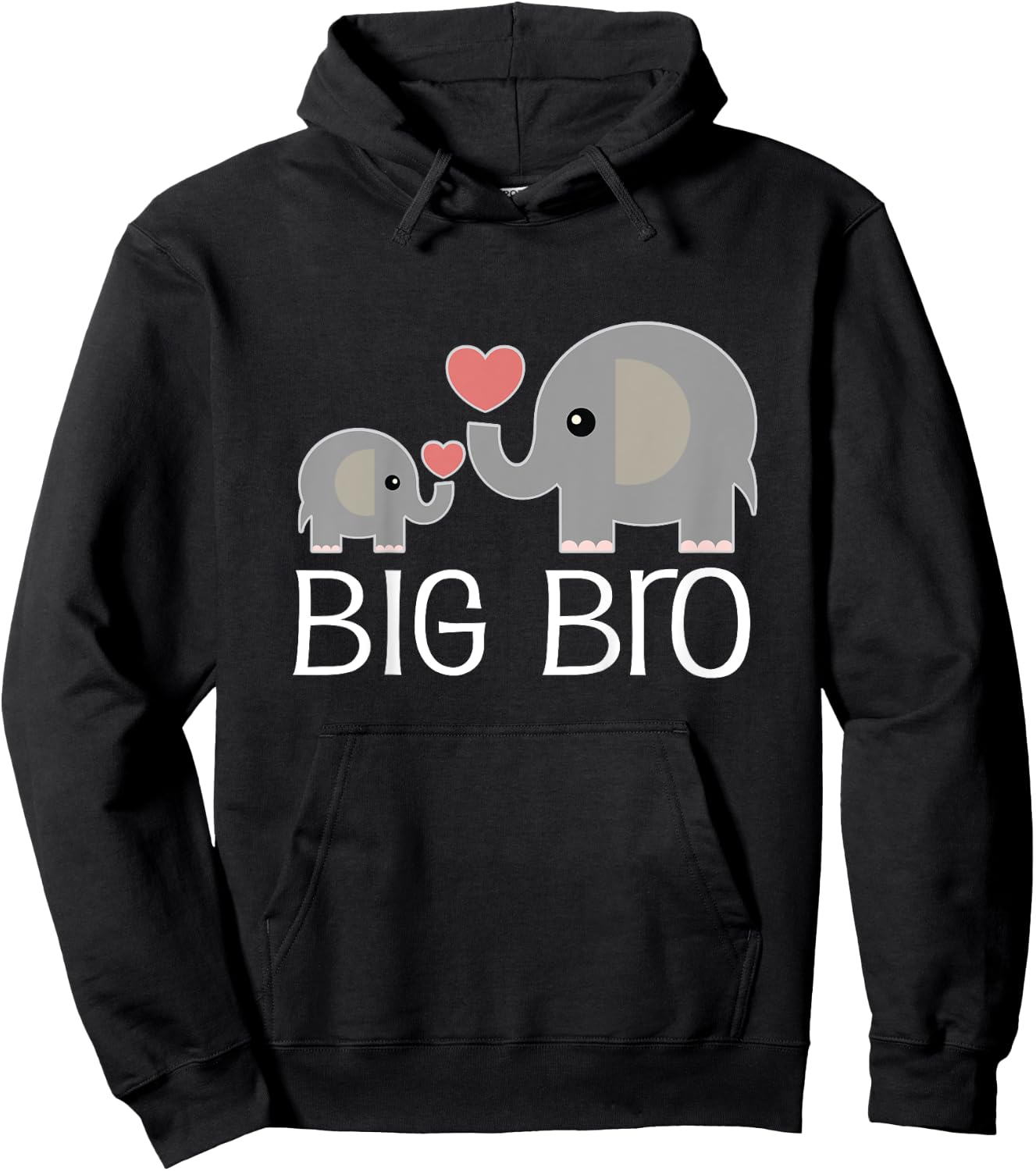 Kids Brother Cute Big Bro Announcement Elephant Hoodie - Hoodie | Black