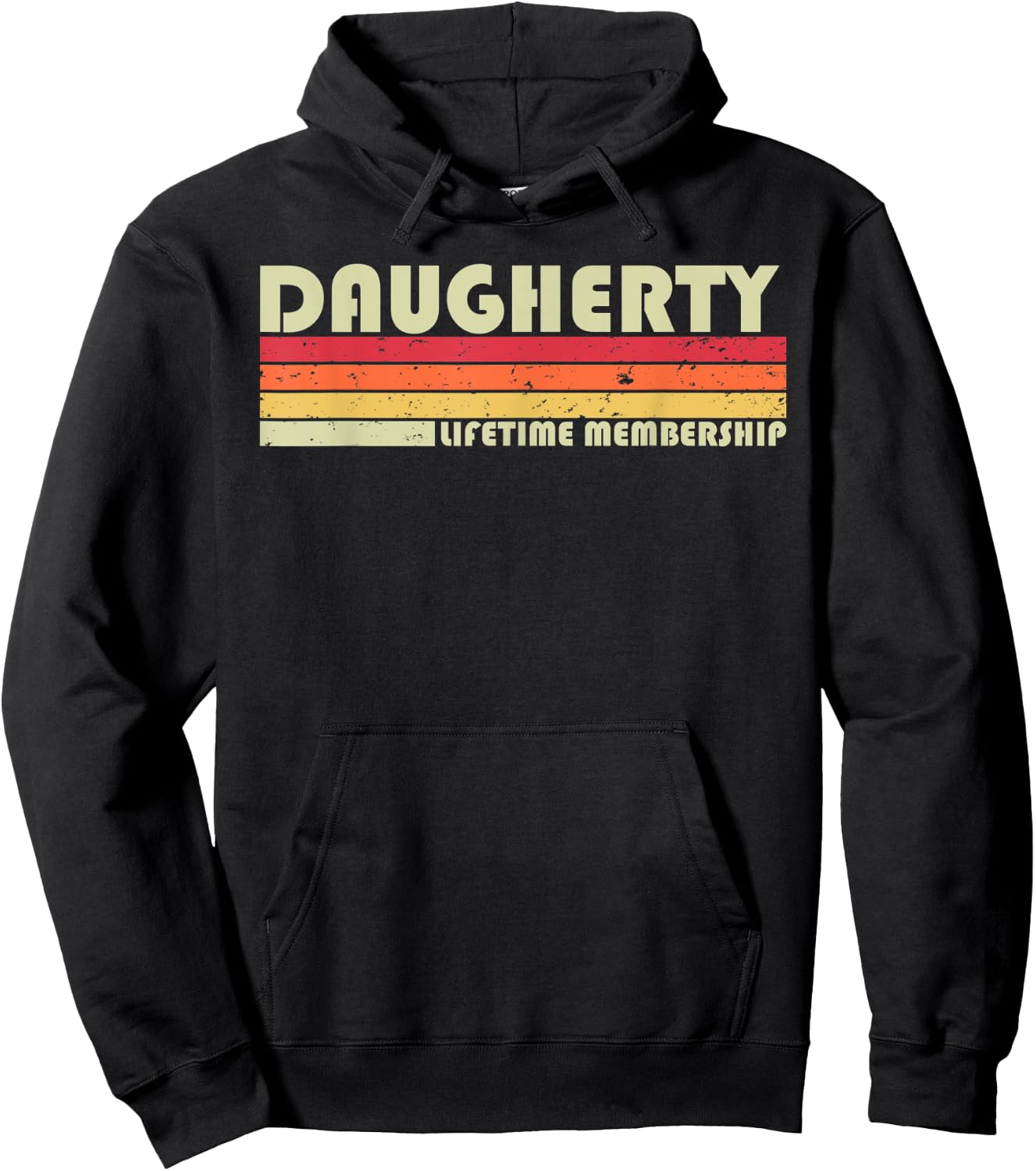 DAUGHERTY Surname Funny Retro Vintage 90s Birthday Reunion Hoodie - Hoodie | Black