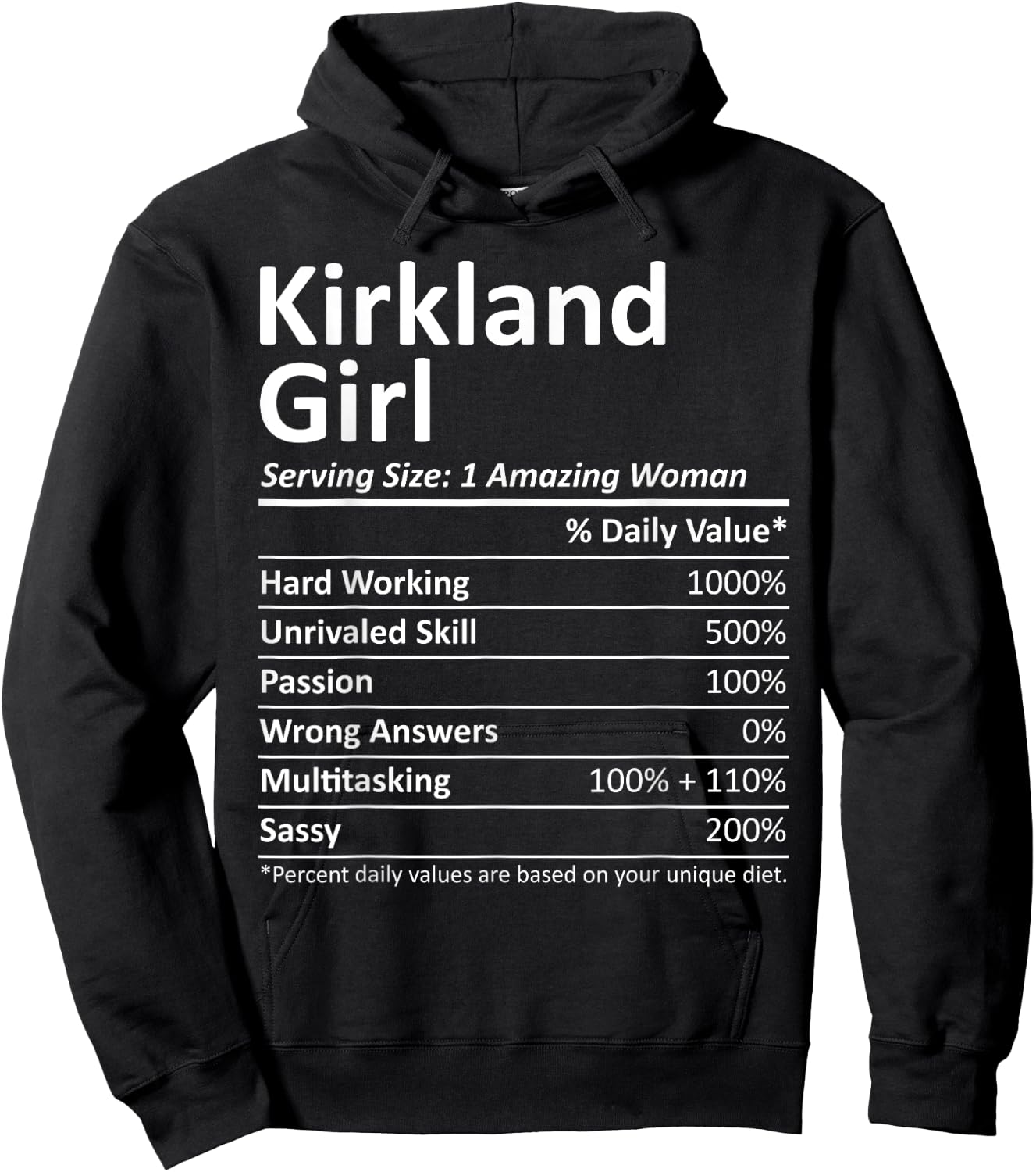 Kirkland Girl WA Washington Funny City Home Roots USA Gift Hoodie - Hoodie | Black
