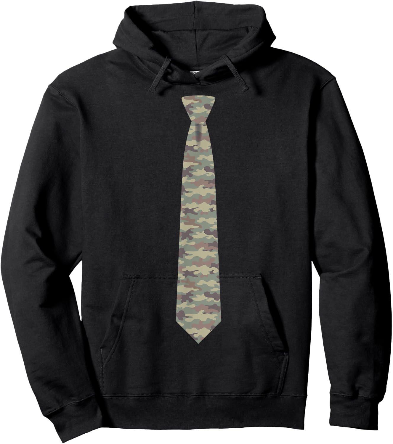 Camouflage Tie, Necktie Funny Hunter Dress Graphic Hoodie - Hoodie | Black