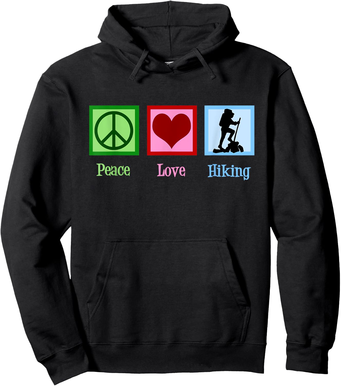 Peace Love Hiking Cute Hiker Hoodie - Hoodie | Black