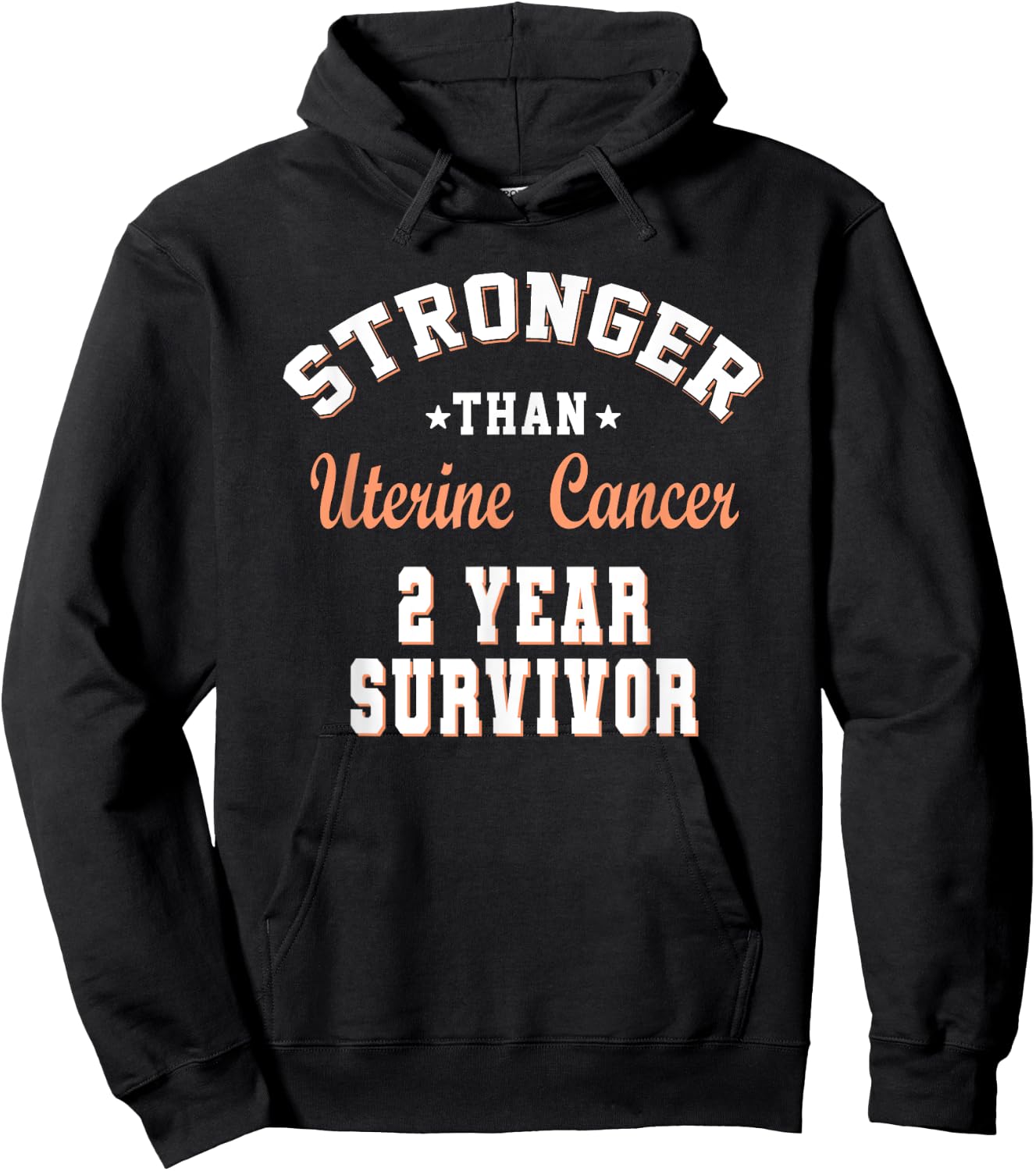 Stronger Than Uterine Cancer 2 Year Survivor Hoodie - Hoodie | Black