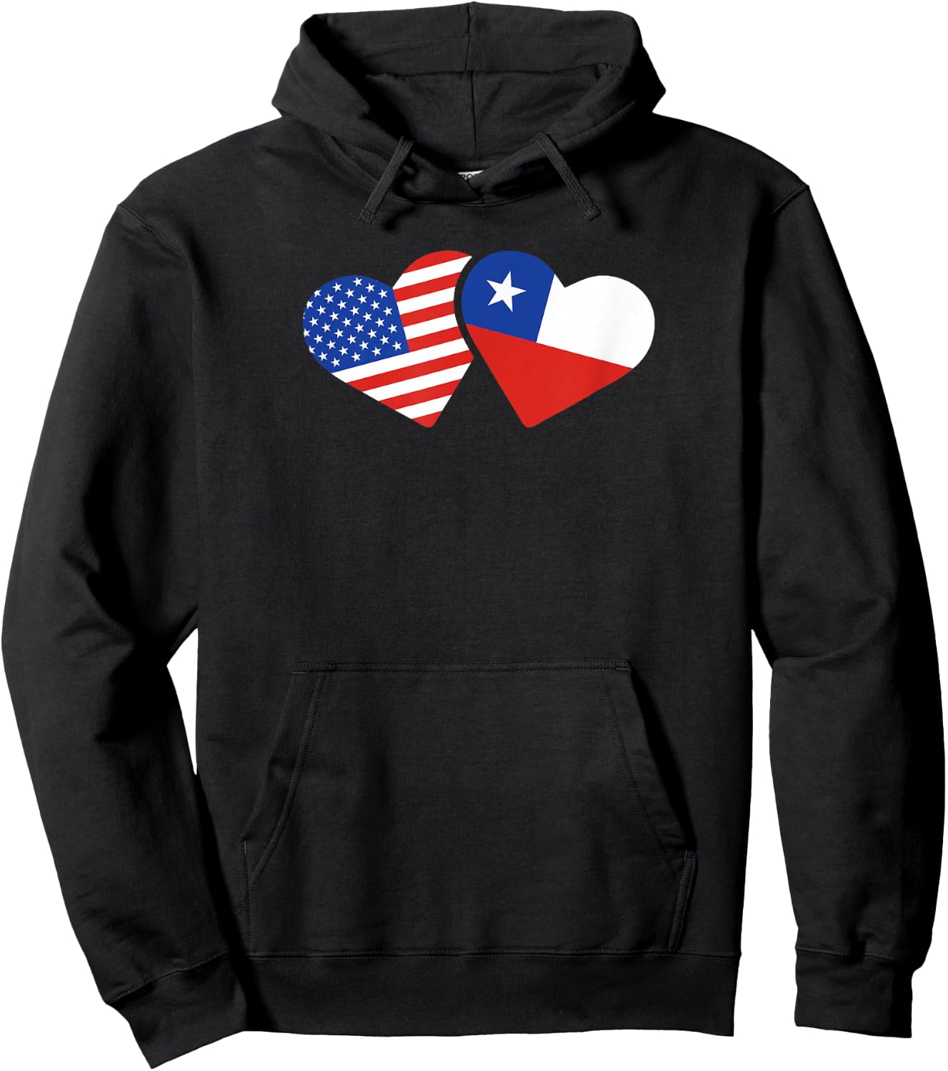 USA Chile Flag T Shirt Hearts Chileans American Love Cute Hoodie - Hoodie | Black