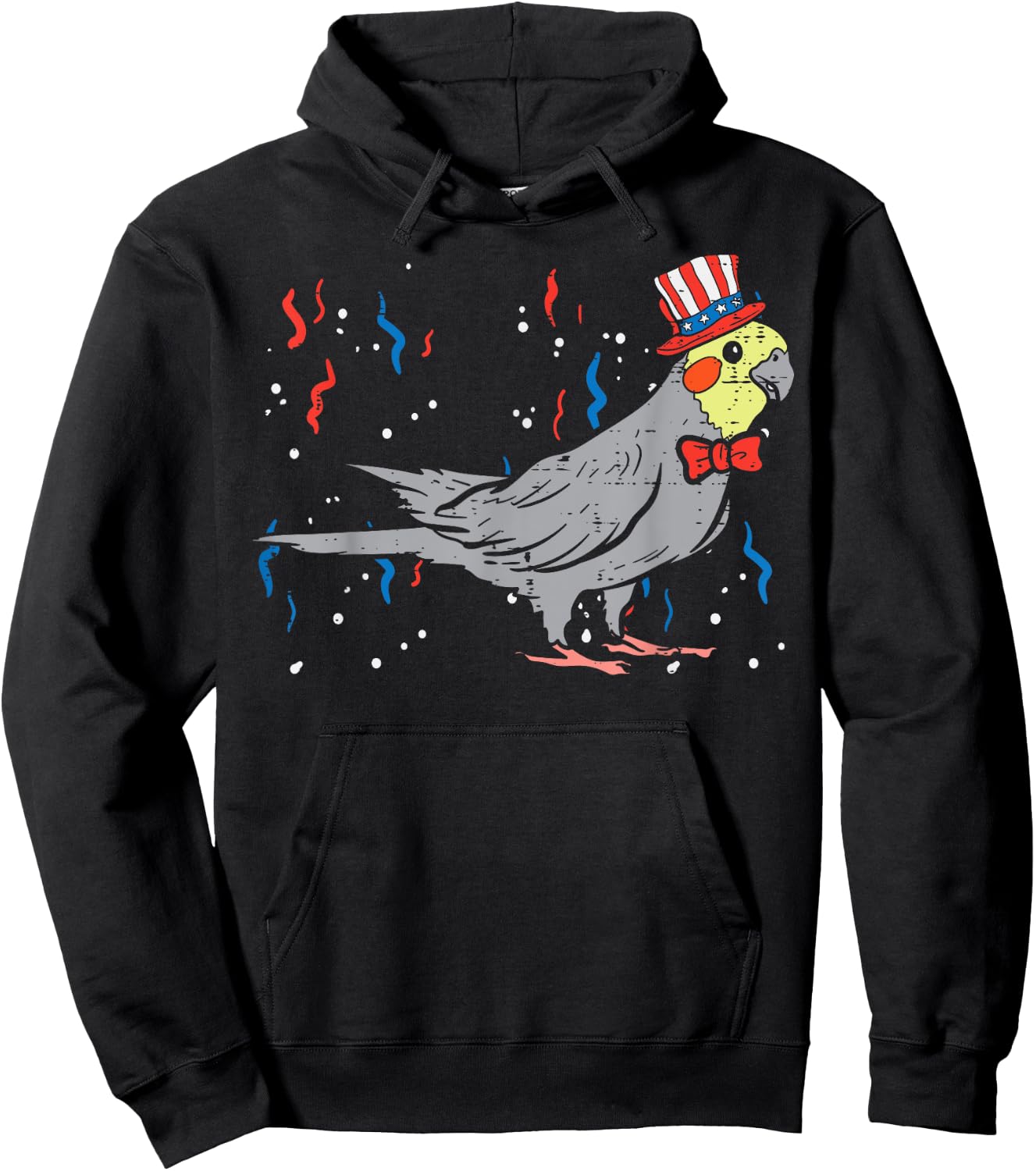 Cockatiel Bird American Flag USA 4th Of July Fourth Animal Hoodie - Hoodie | Black