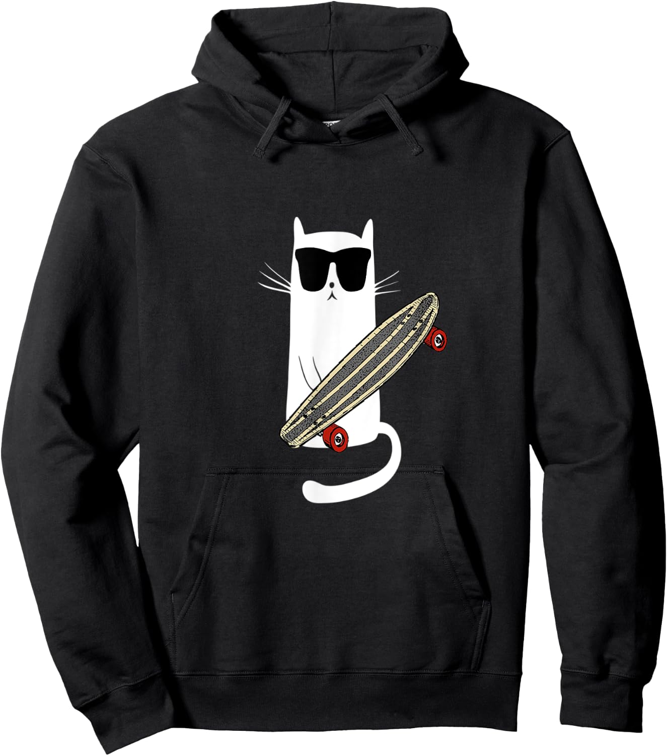 Funny Cat Wearing Sunglasses Skateboarding Men Women Kids Hoodie - Hoodie | Black