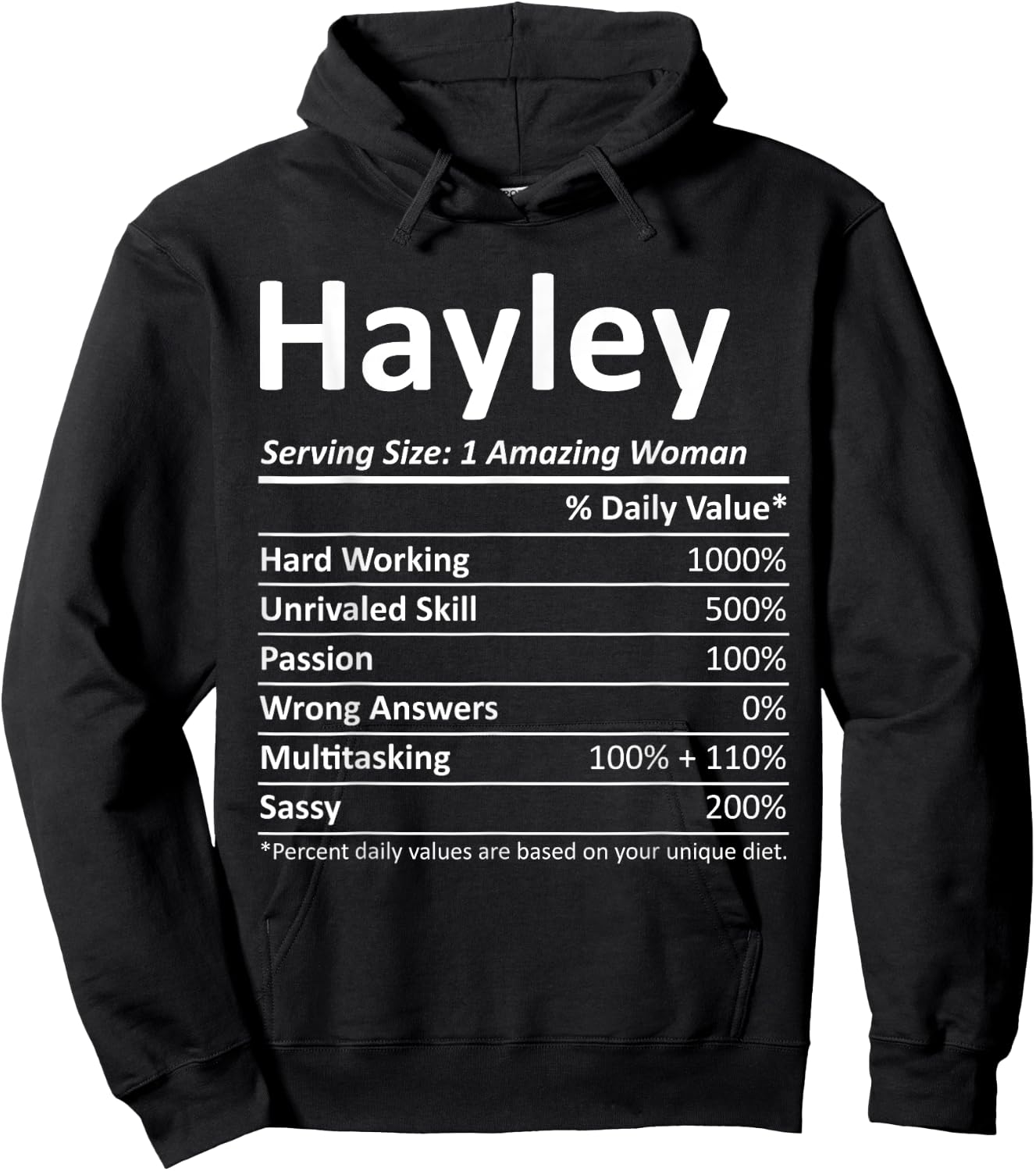 HAYLEY Nutrition Personalized Name Funny Christmas Idea Hoodie - Hoodie | Black