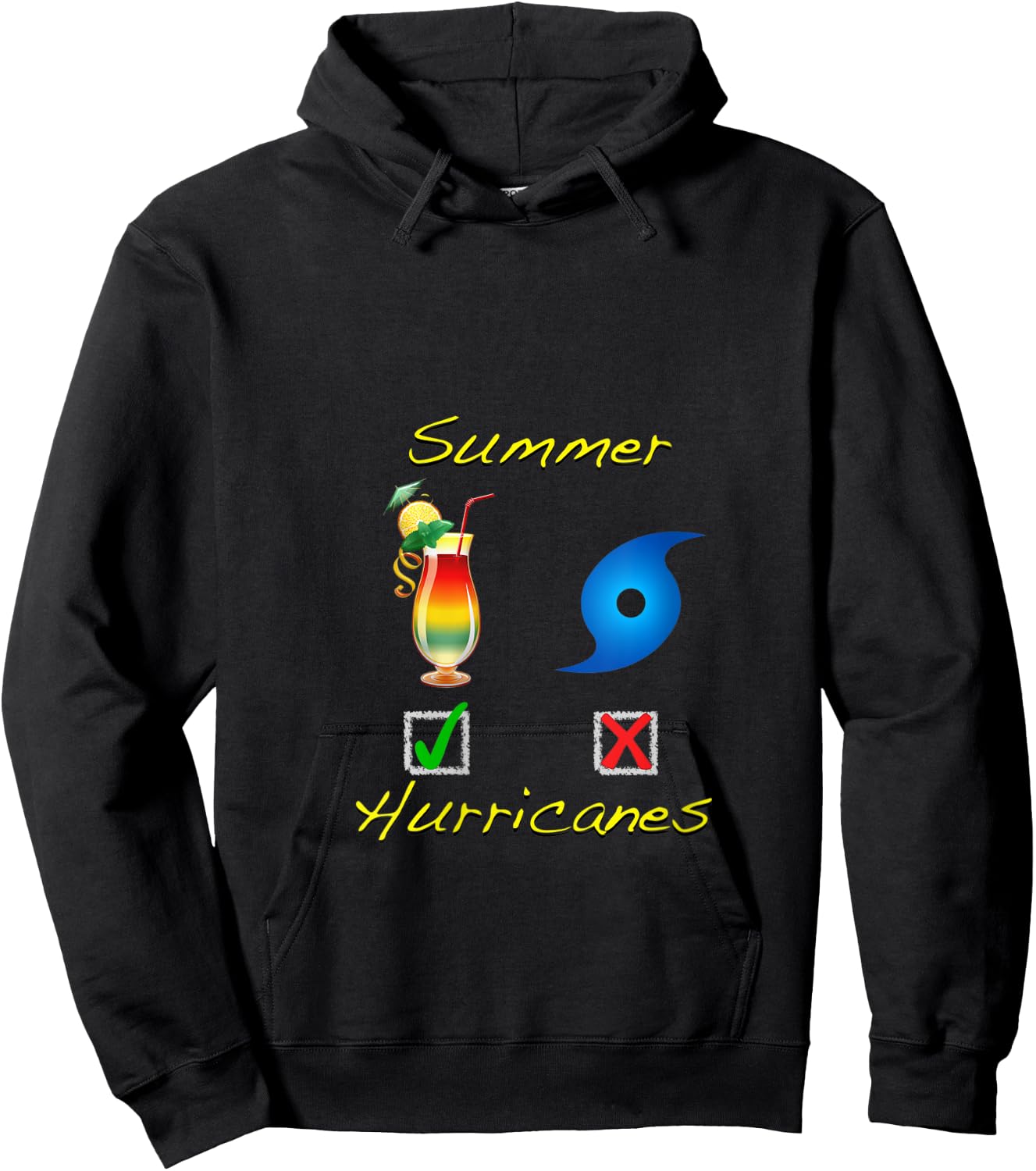 Funny Beach Camping Summer Hurricanes Drink Weather Dad Mom V-Neck Hoodie - Hoodie | Black