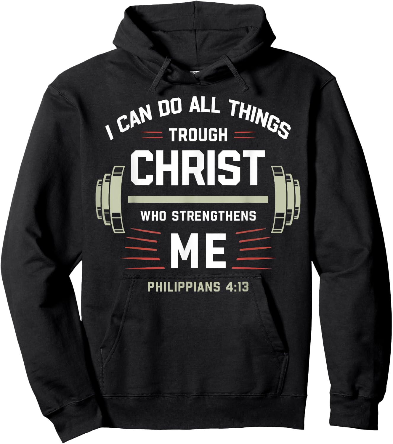 Philippians 4:13 Gym Fitness Christian Weightlifter Workout Hoodie - Hoodie | Black