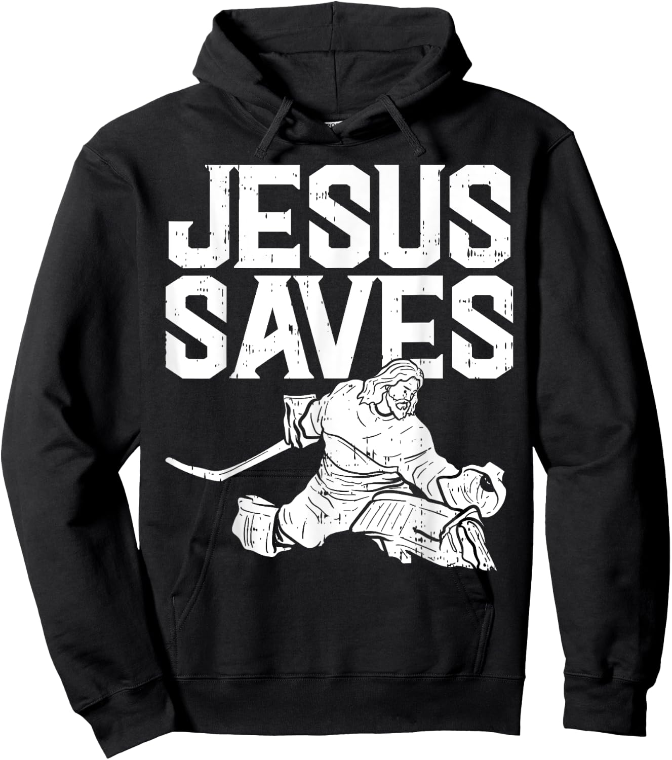 Jesus Saves Ice Hockey Goalie Sport Religious Christian Gift Hoodie - Hoodie | Black
