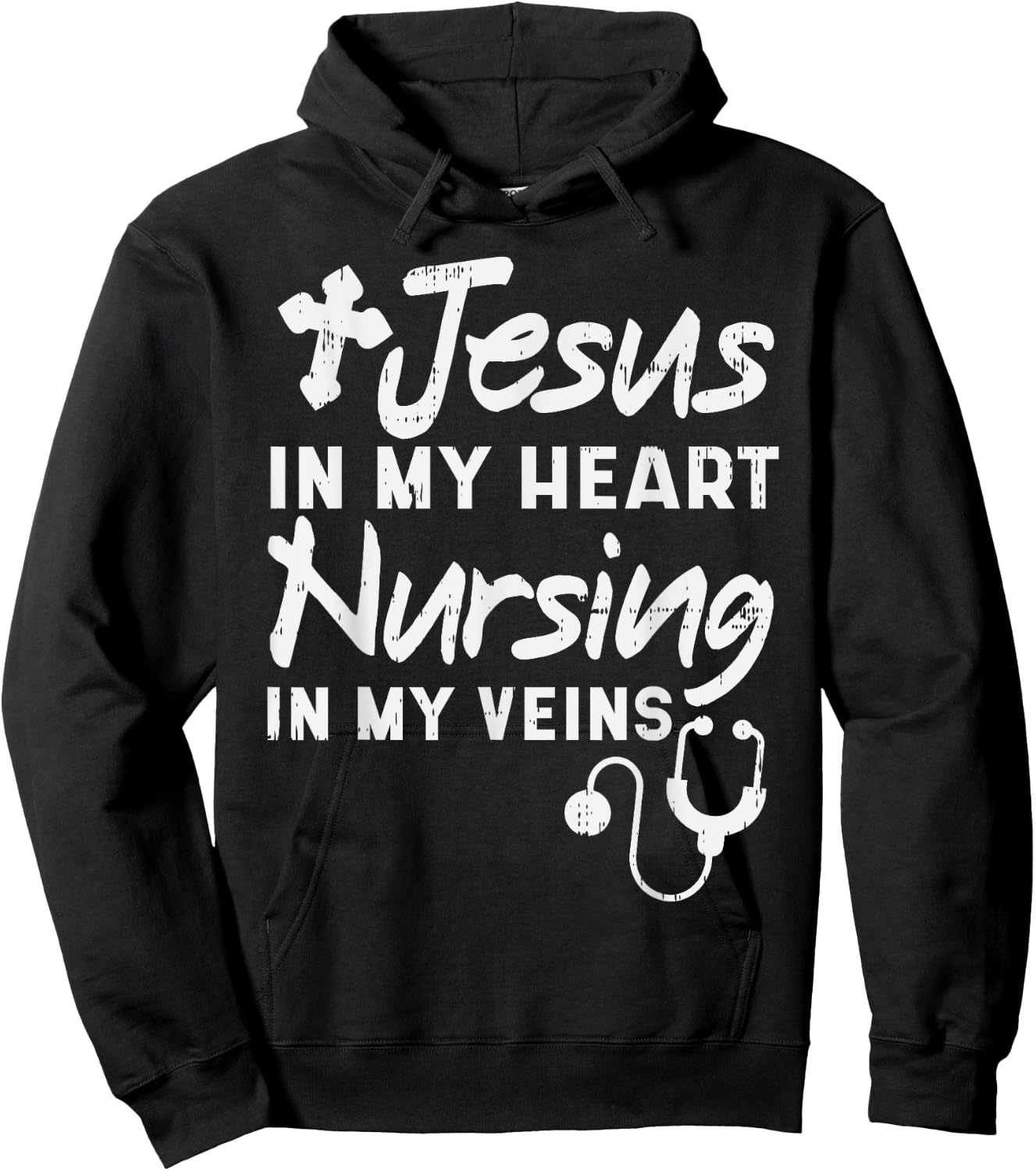 Jesus Heart Nursing Veins Nurse RN God Faith Christian Gift Hoodie - Hoodie | Black