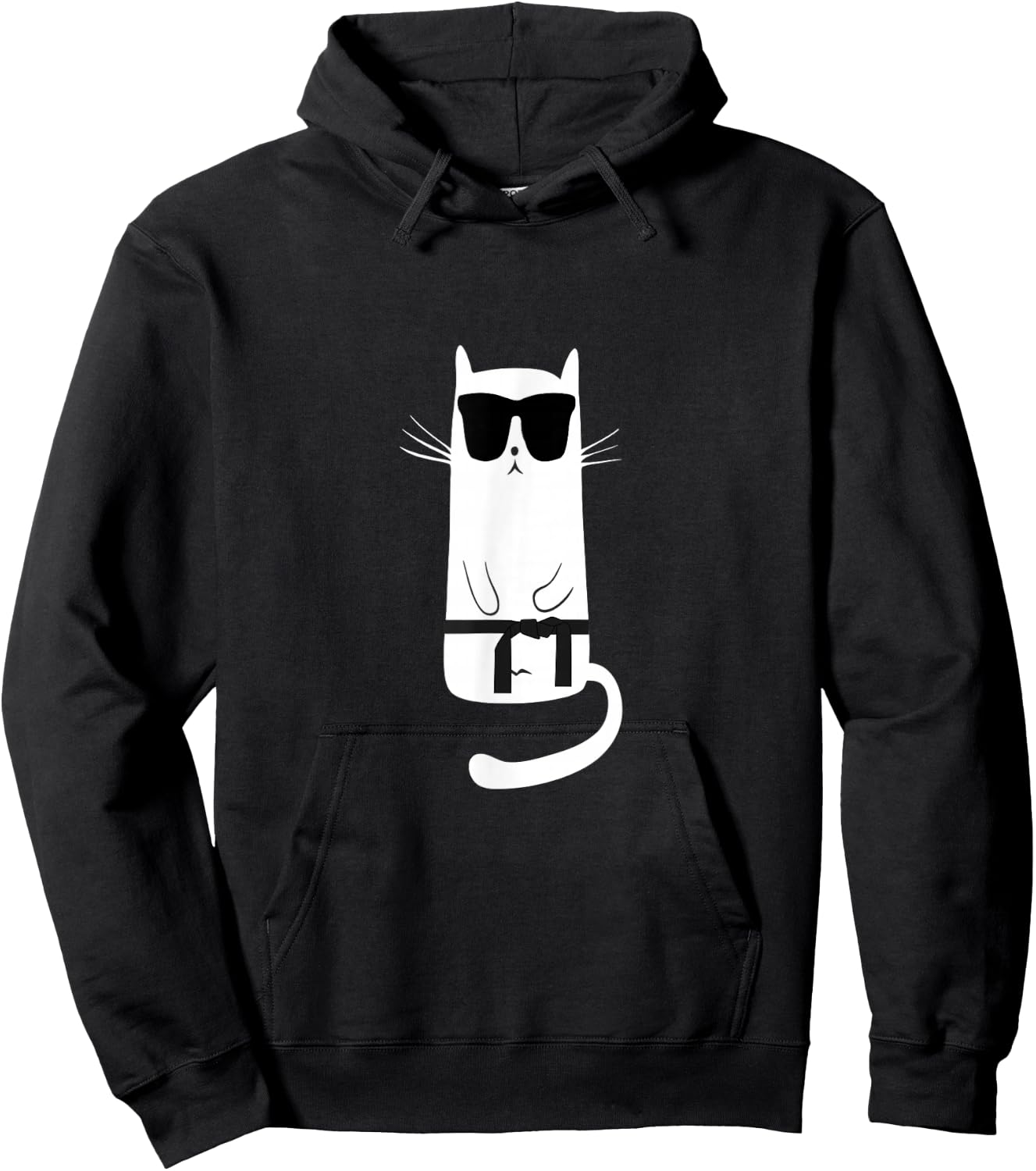 Funny Cat Wearing Sunglasses Karate Judo Black Belt Hoodie - Hoodie | Black