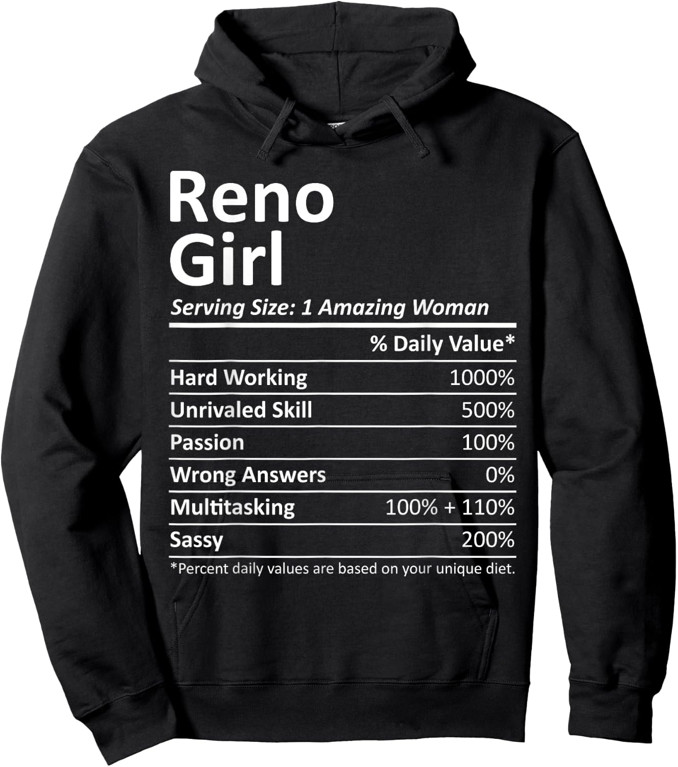 RENO GIRL NV NEVADA Funny City Home Roots USA Gift Hoodie - Hoodie | Black