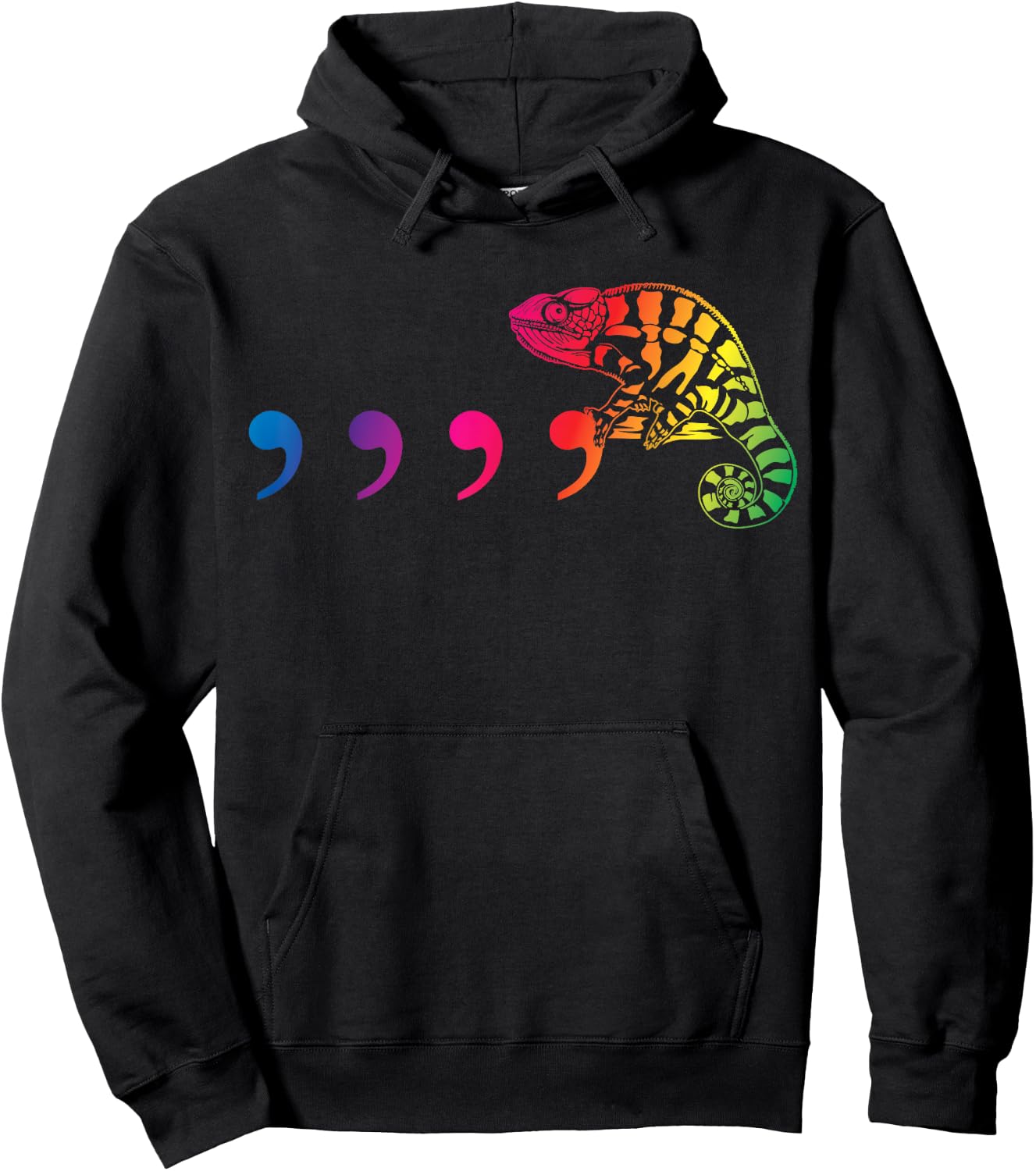 Comma Chameleon Funny 80's Throwback Hoodie - Hoodie | Black