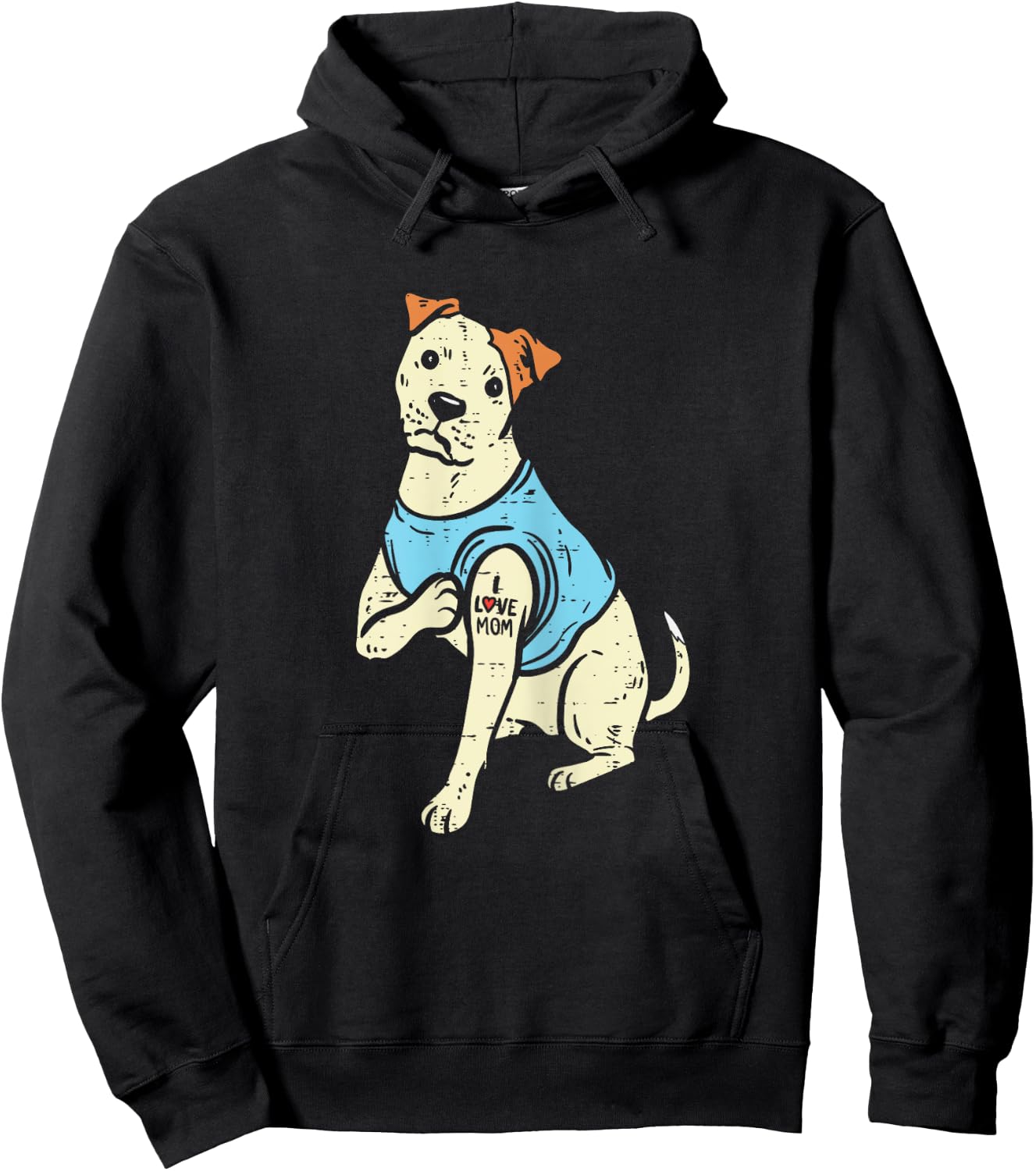 Pitbull I Love Mom Tattoo Pittie Dog Lover Owner Women Gift Hoodie - Hoodie | Black