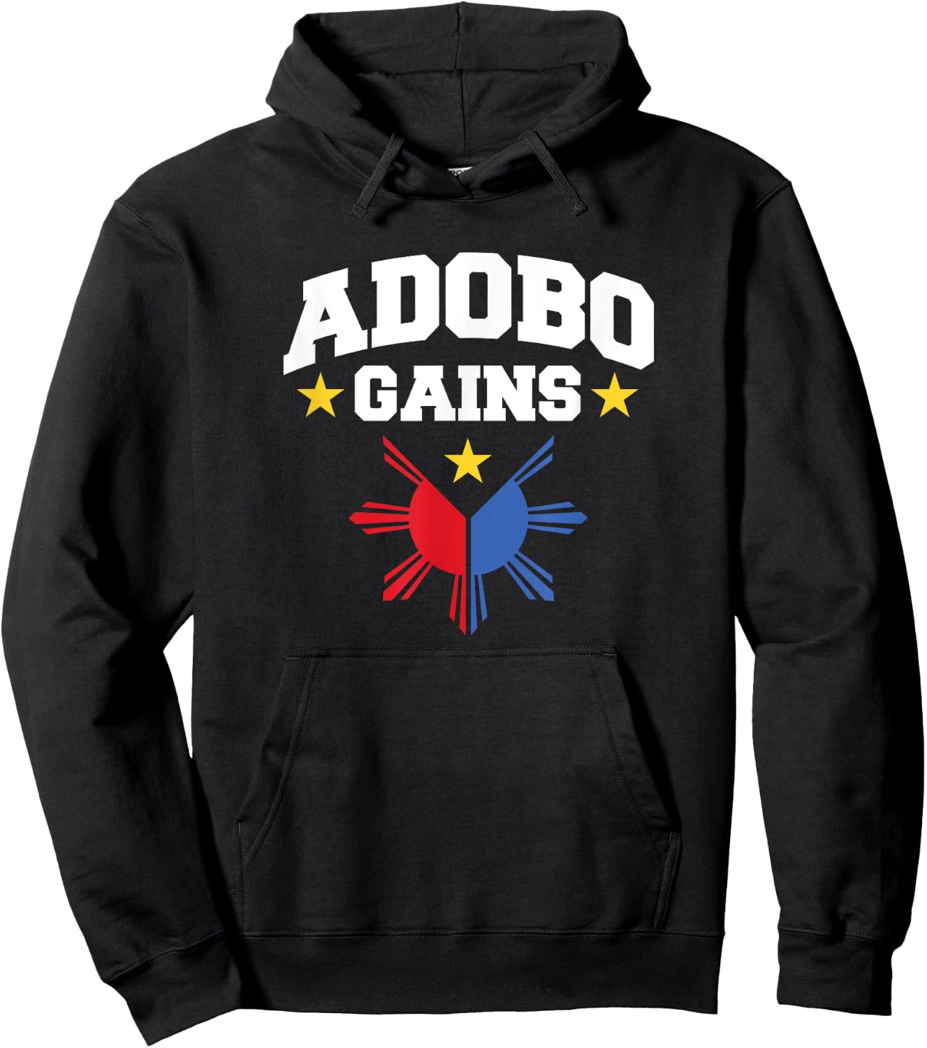Adobo Gains Funny Filipino Philippine Sun Flag Pride Hoodie - Hoodie | Black