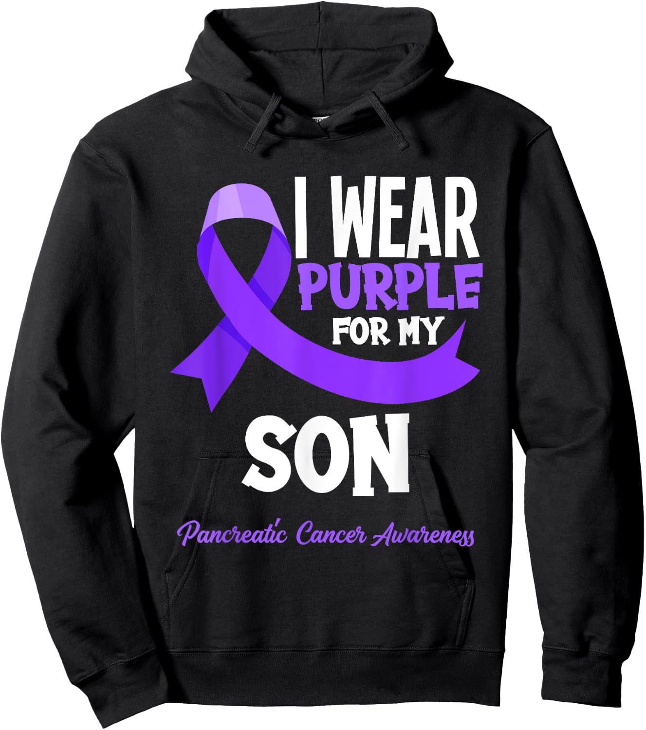 I Wear Purple For My Son Pancreatic Cancer Awareness Hoodie - Hoodie | Black