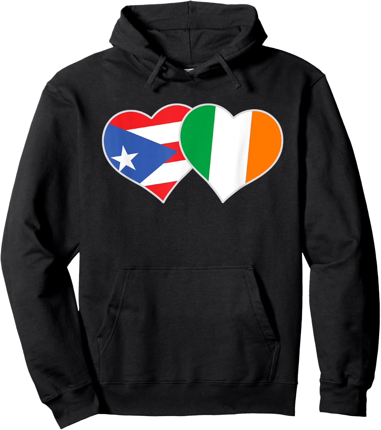 Irish Puerto Rican Flag Love Ireland Puerto Rico Heart Hoodie - Hoodie | Black