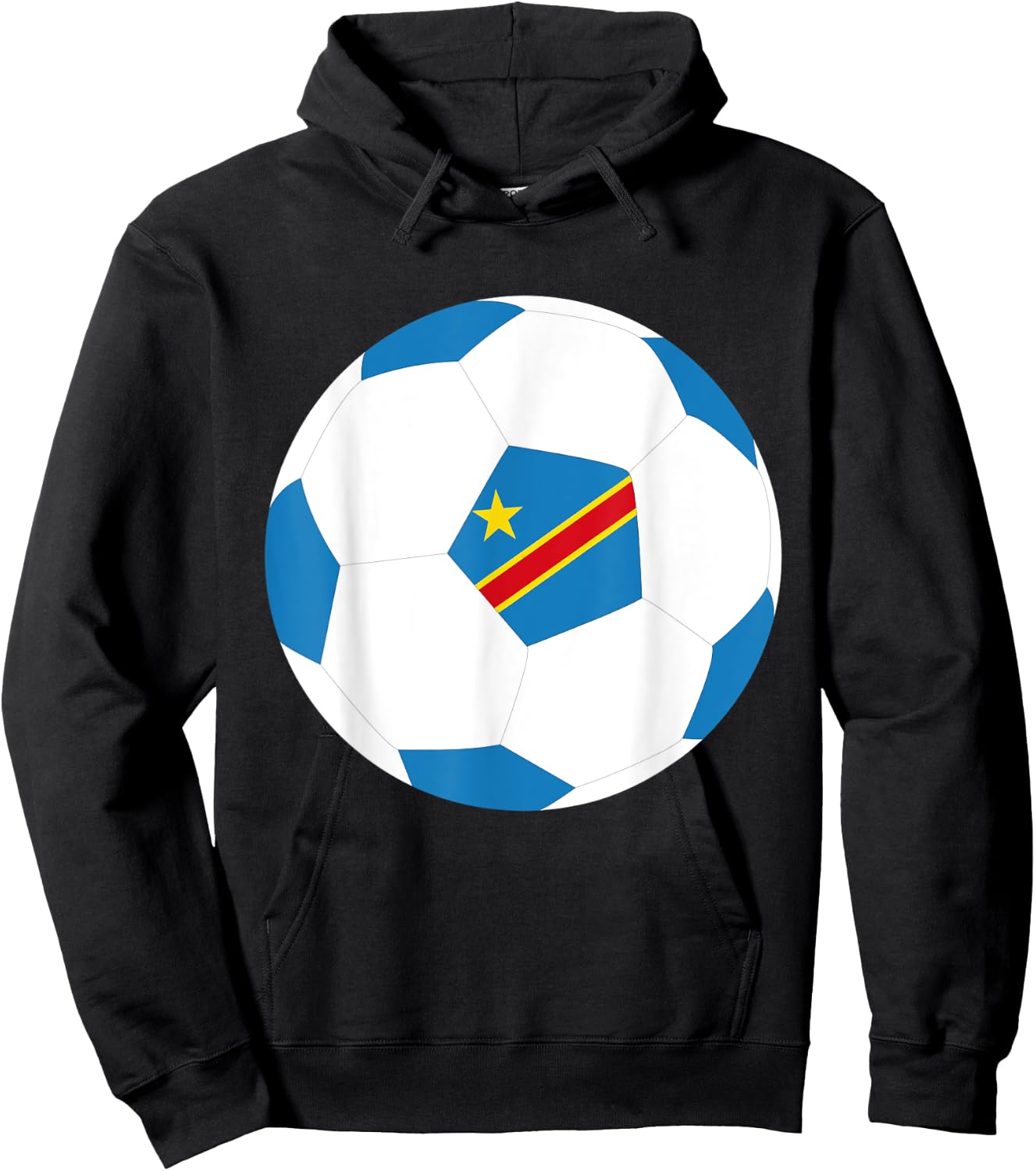 DR Congo Soccer Ball Congolese Flag Jersey Pride Print Hoodie - Hoodie | Black