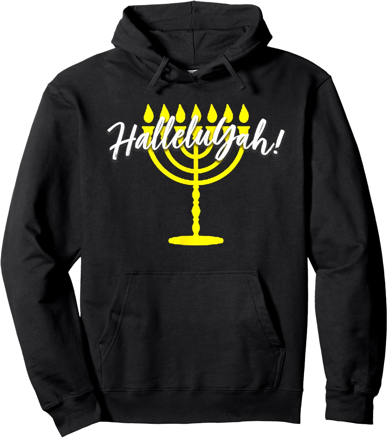 HalleluYah Hebrew Menorah Torah YHWH Hoodie - Hoodie | Black