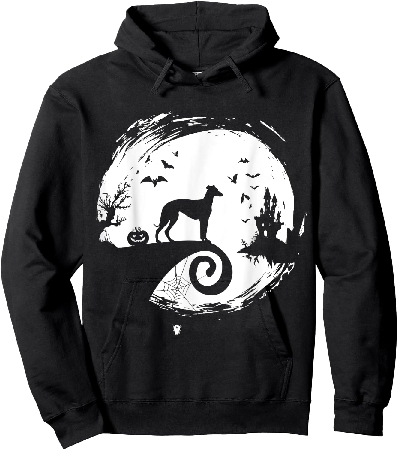 Italian Greyhound Halloween Costume Moon Silhouette Hoodie - Hoodie | Black