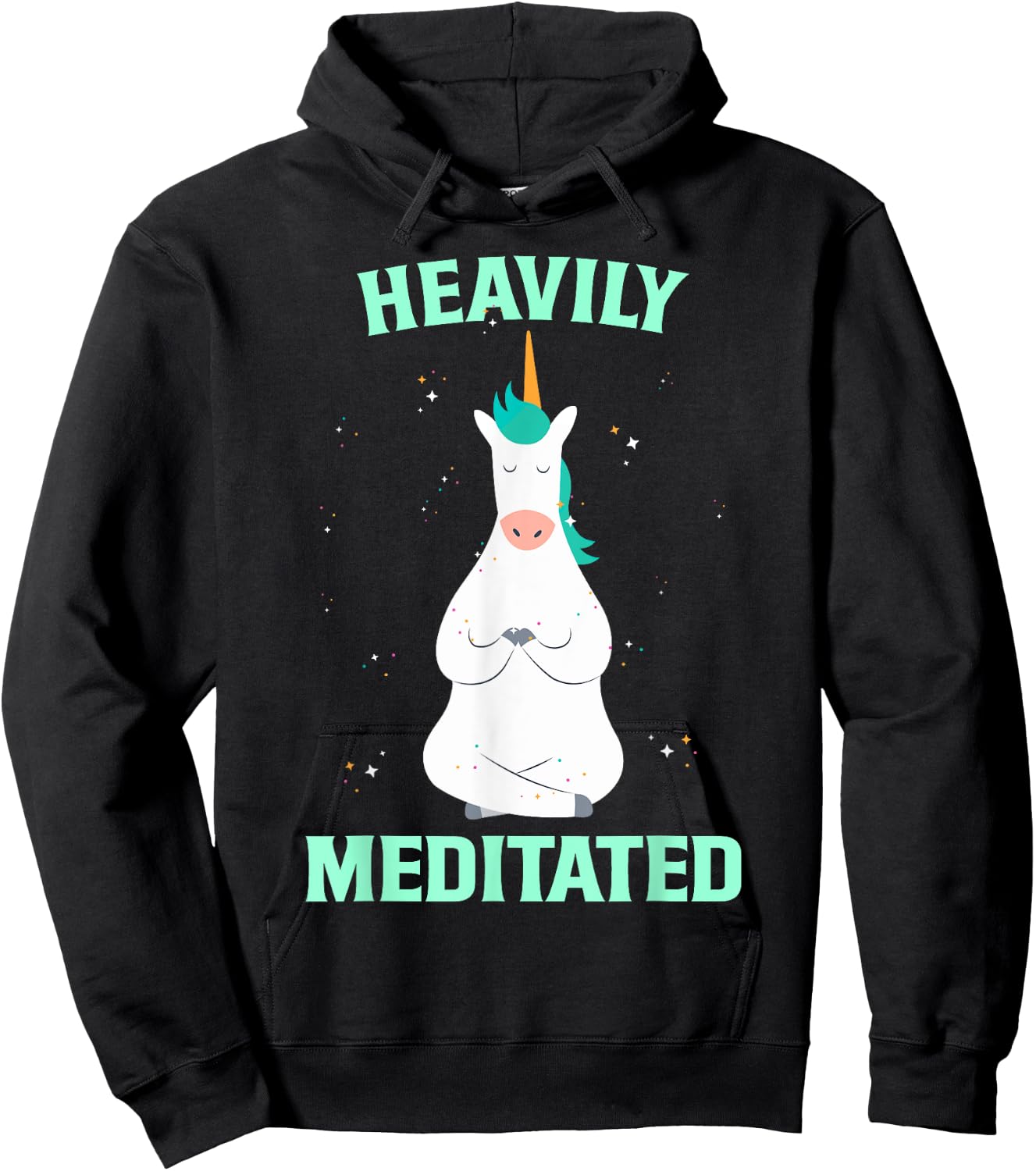 Unicorn Heavily Meditated Funny Yoga Meditation Hoodie - Hoodie | Black