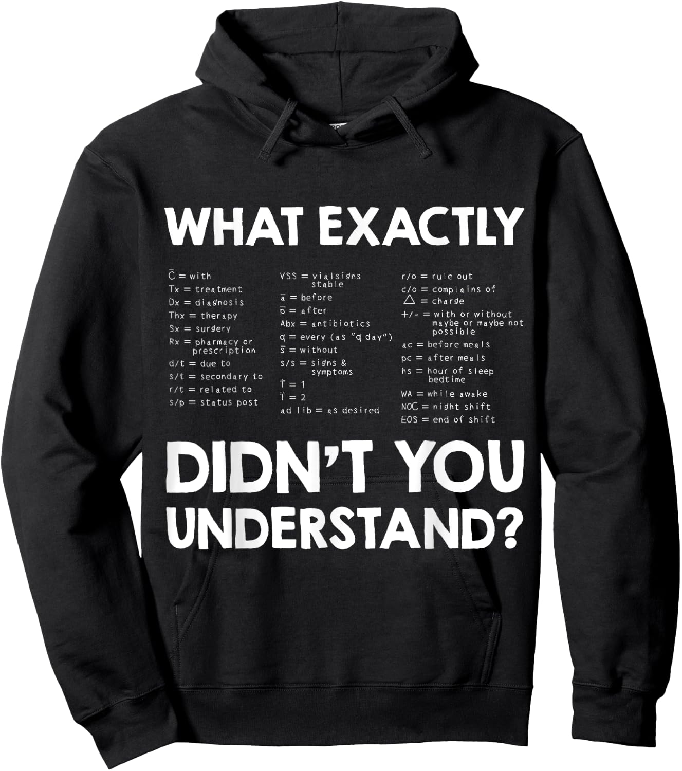 Nurse Nursing Medicine Doctor RN Medical Abbreviations Hoodie - Hoodie | Black