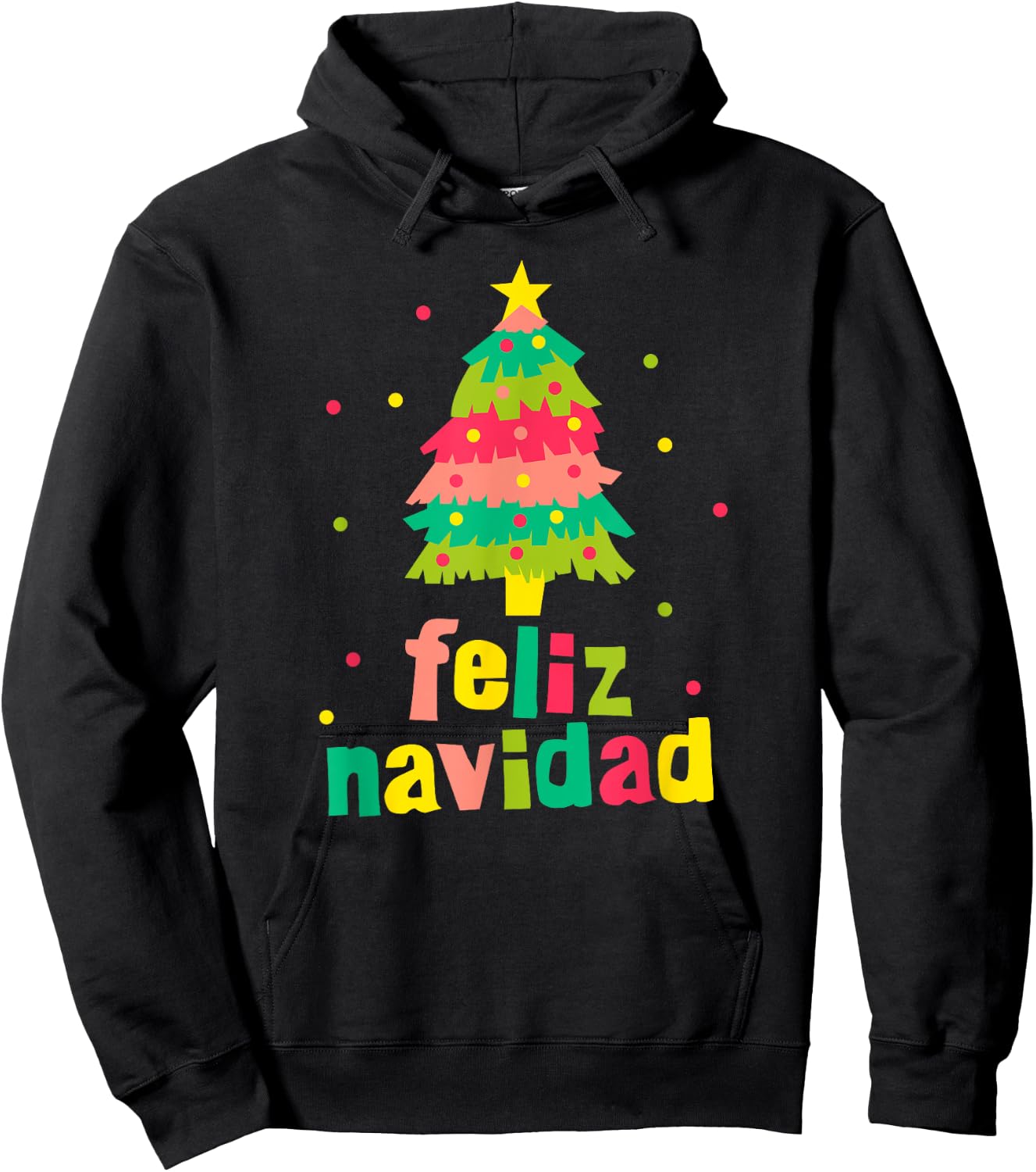 Feliz Navidad Colorful Xmas Tree Spanish Christmas Xmas Gift Hoodie - Hoodie | Black