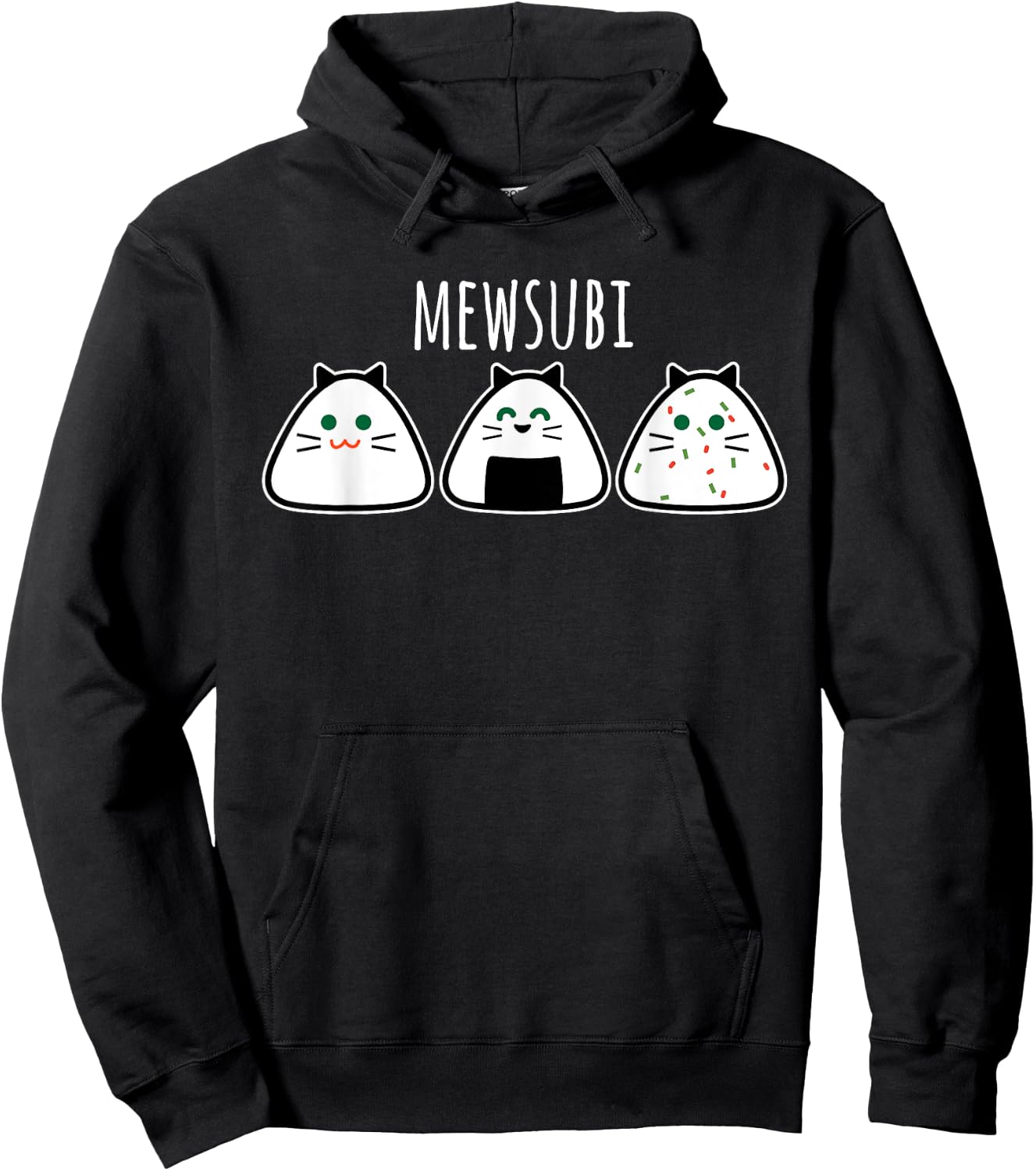 Funny Cat Musubi Men Women Hoodie - Hoodie | Black